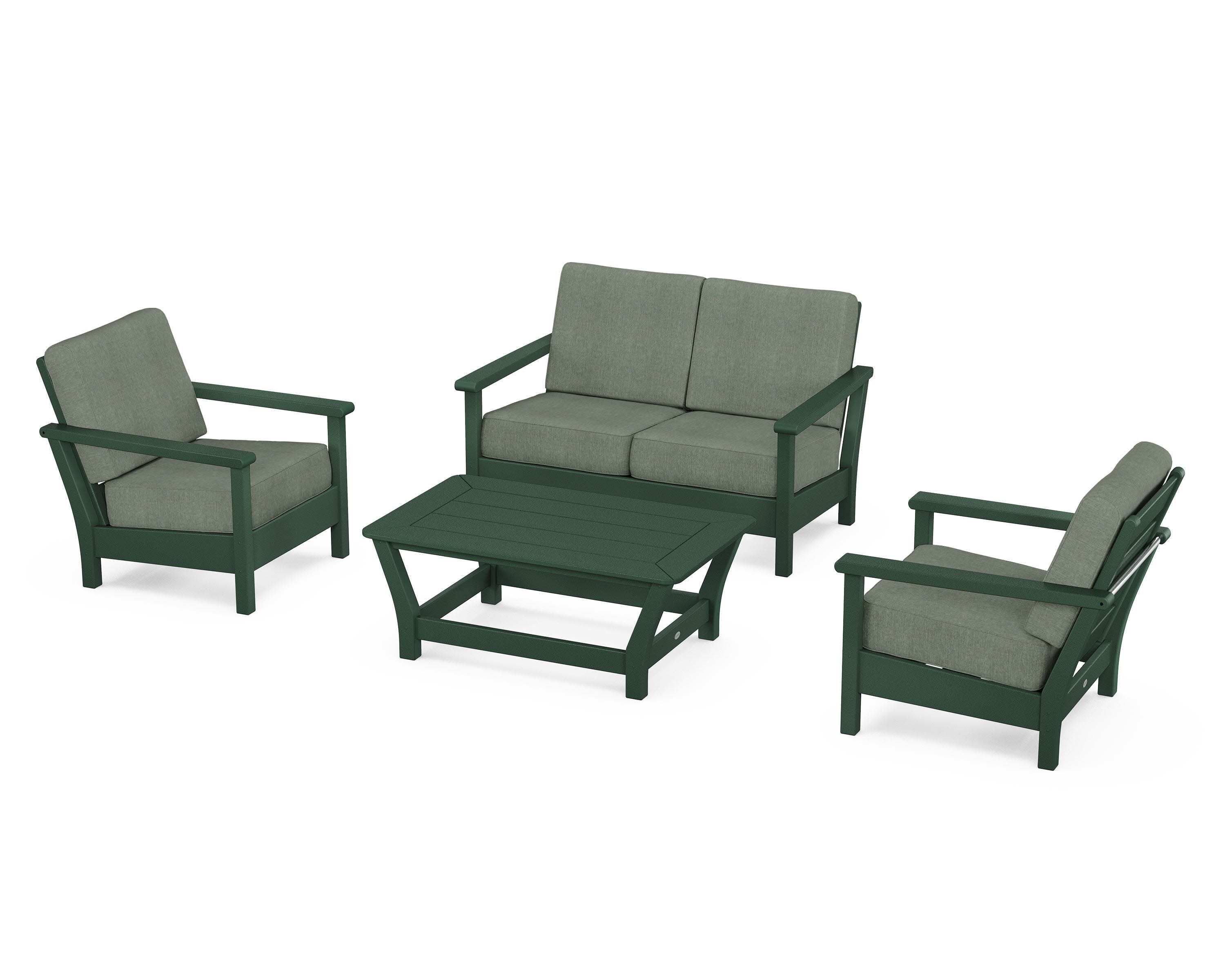 Harbour 4-Piece Deep Seating Set in Green / Cast Sage