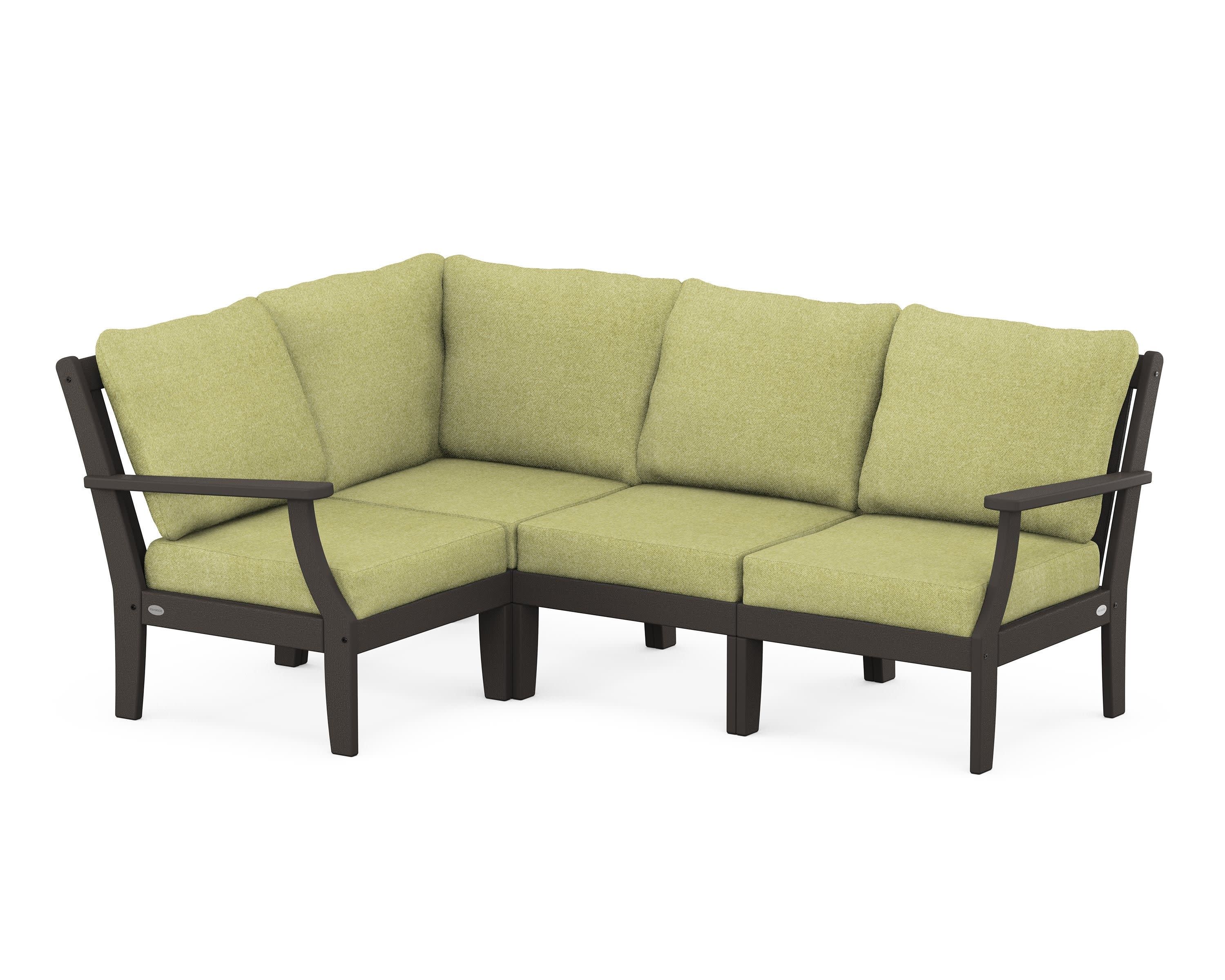 Braxton Modular 4-Piece Deep Seating Set in Vintage Coffee / Chartreuse Boucle