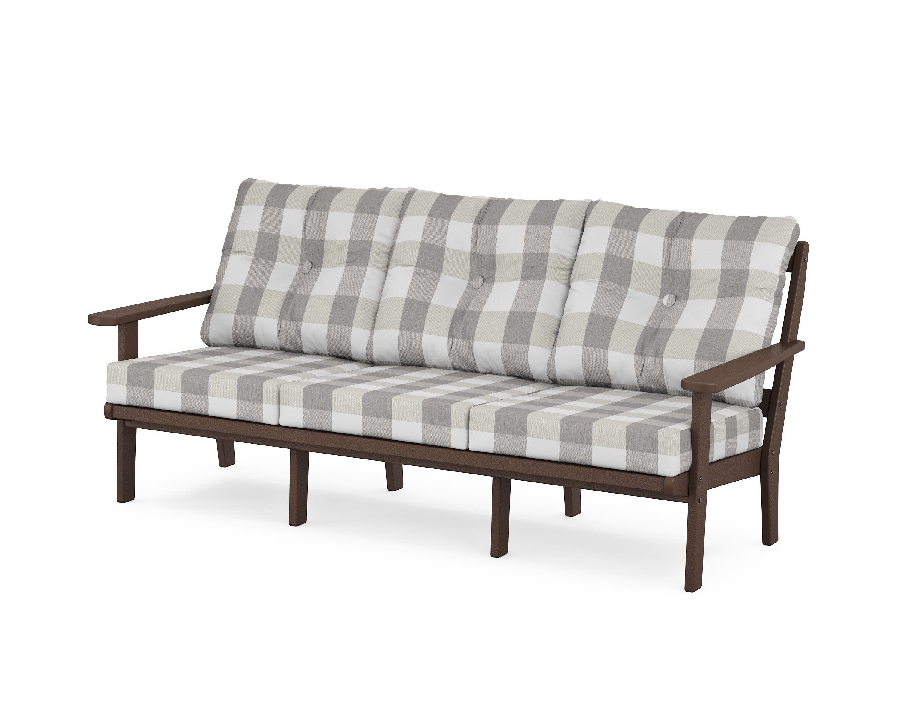 Mission Deep Seating Sofa in Mahogany / Buffalo Plaid Grey Mist