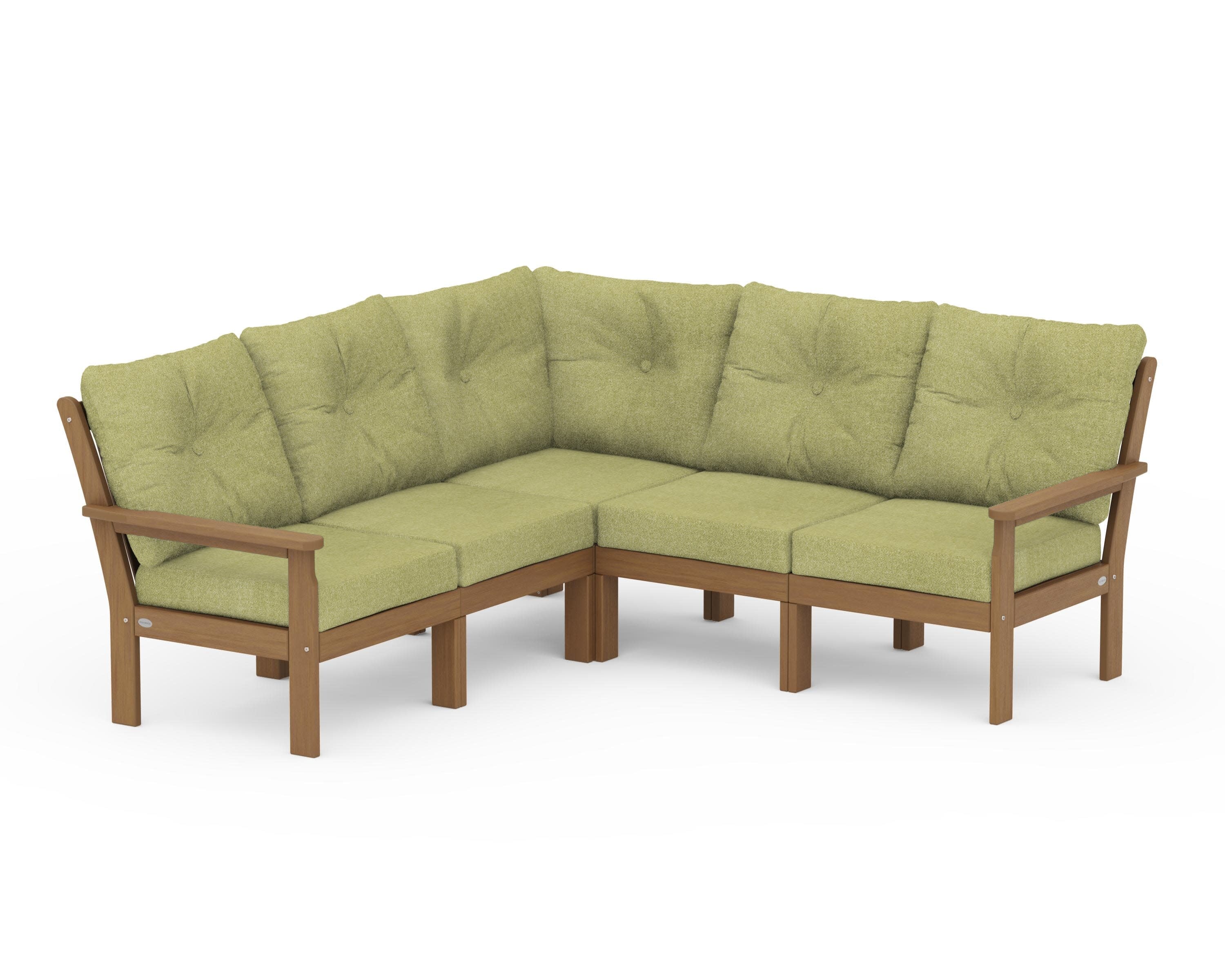 Vineyard 5-Piece Sectional in Natural / Chartreuse Boucle