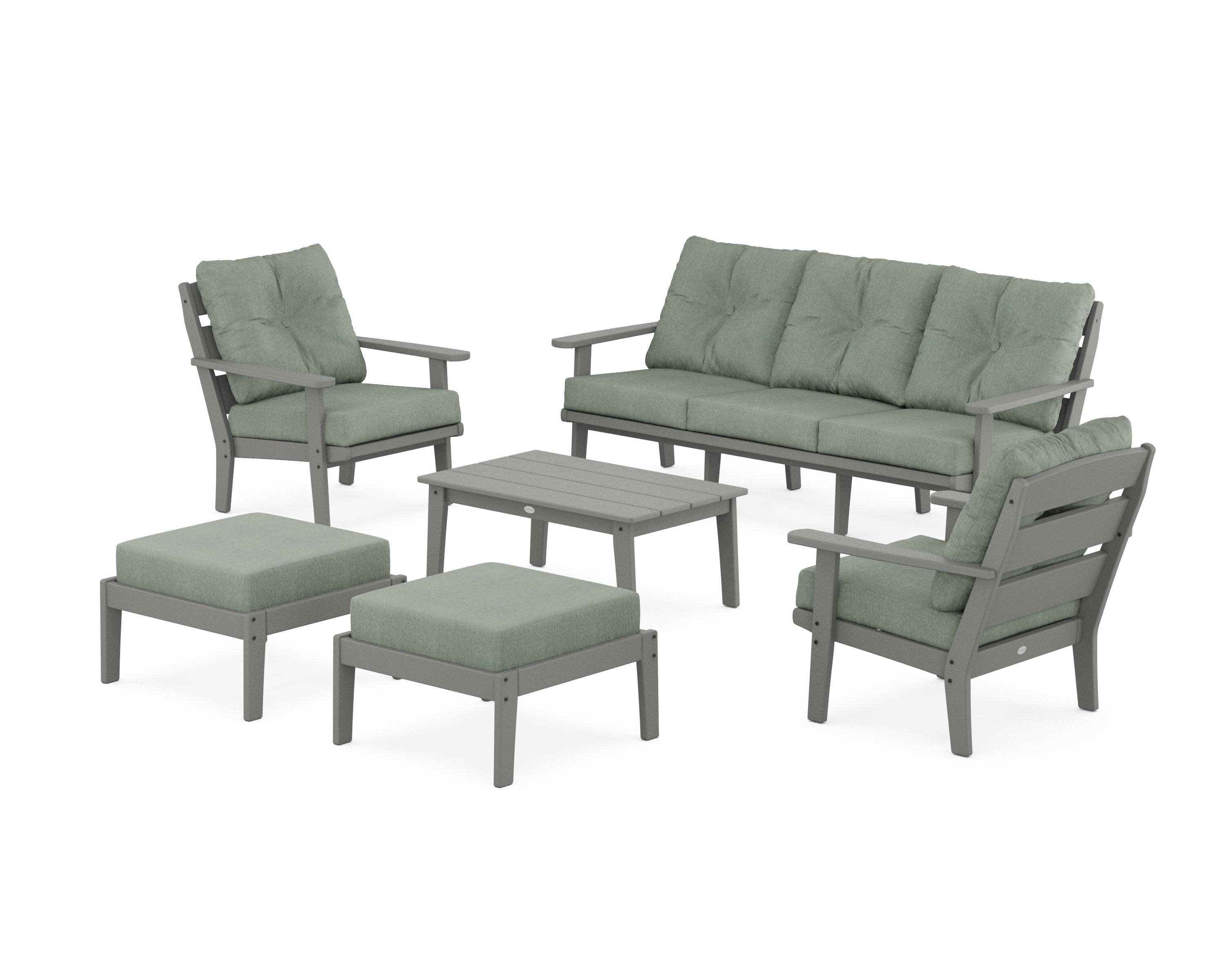 Lakeside 6-Piece Lounge Sofa Set in Slate Grey / Cast Sage