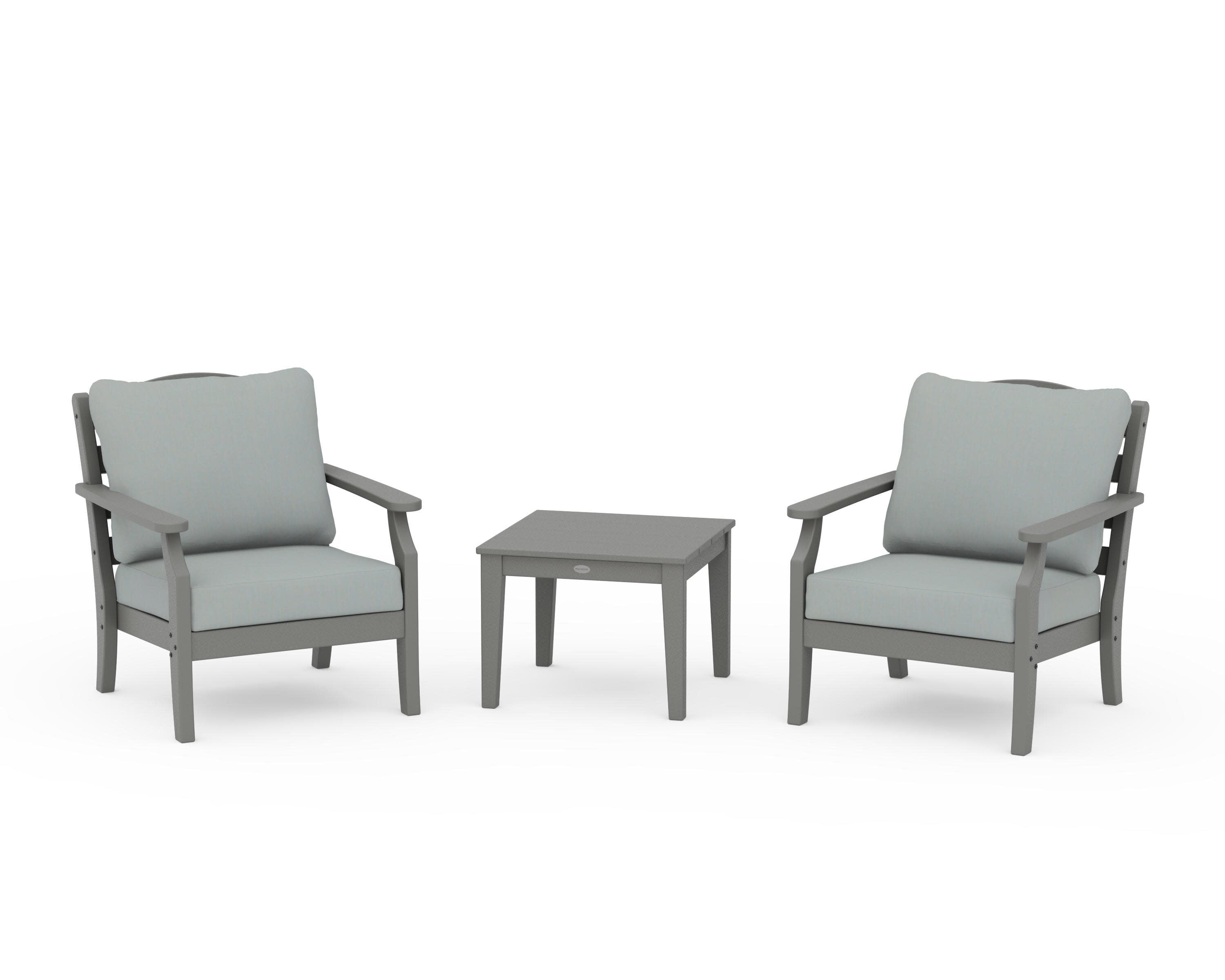 Savannah 3-Piece Deep Seating Set in Slate Grey / Spa