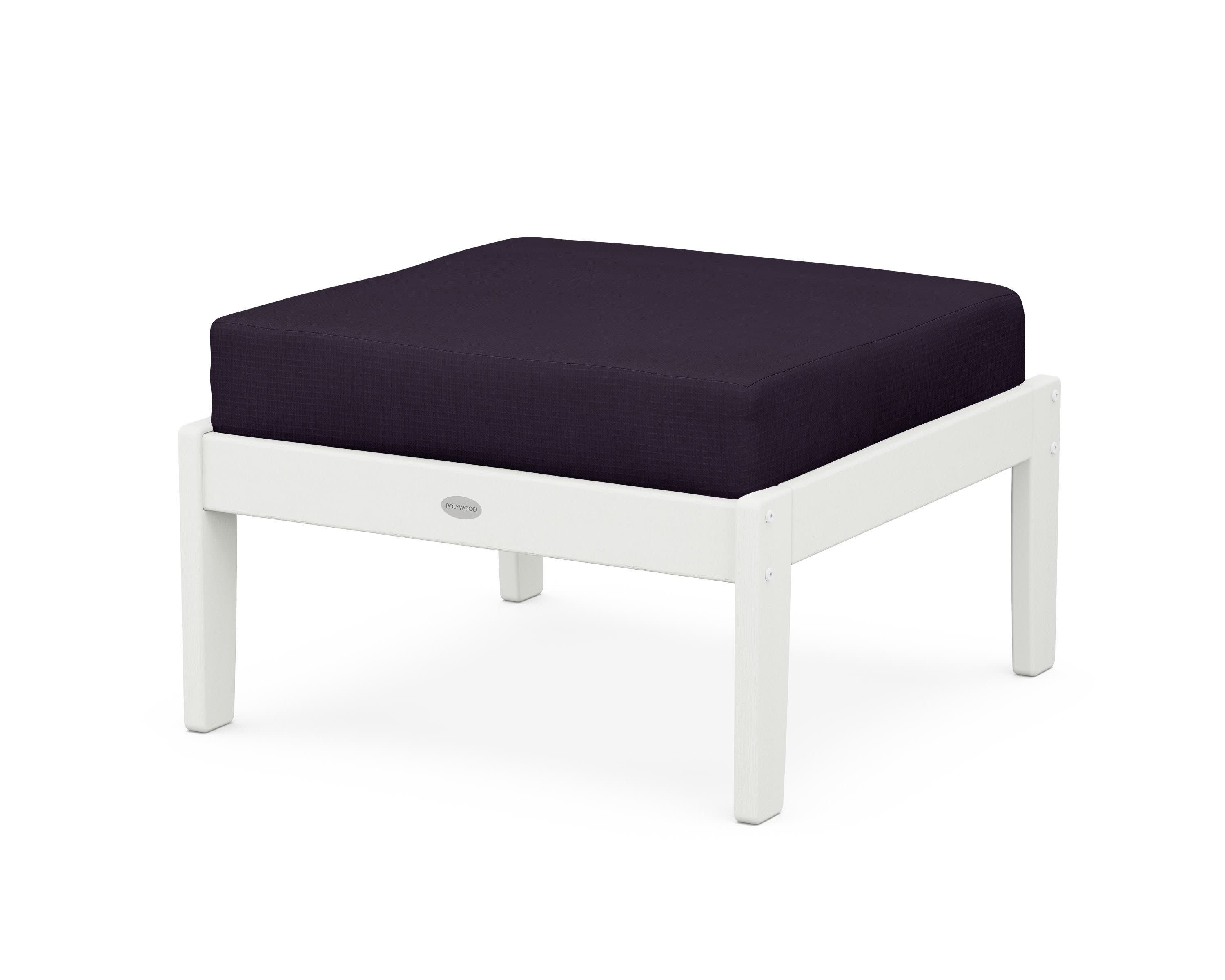Braxton Deep Seating Ottoman in Vintage White / Navy Linen