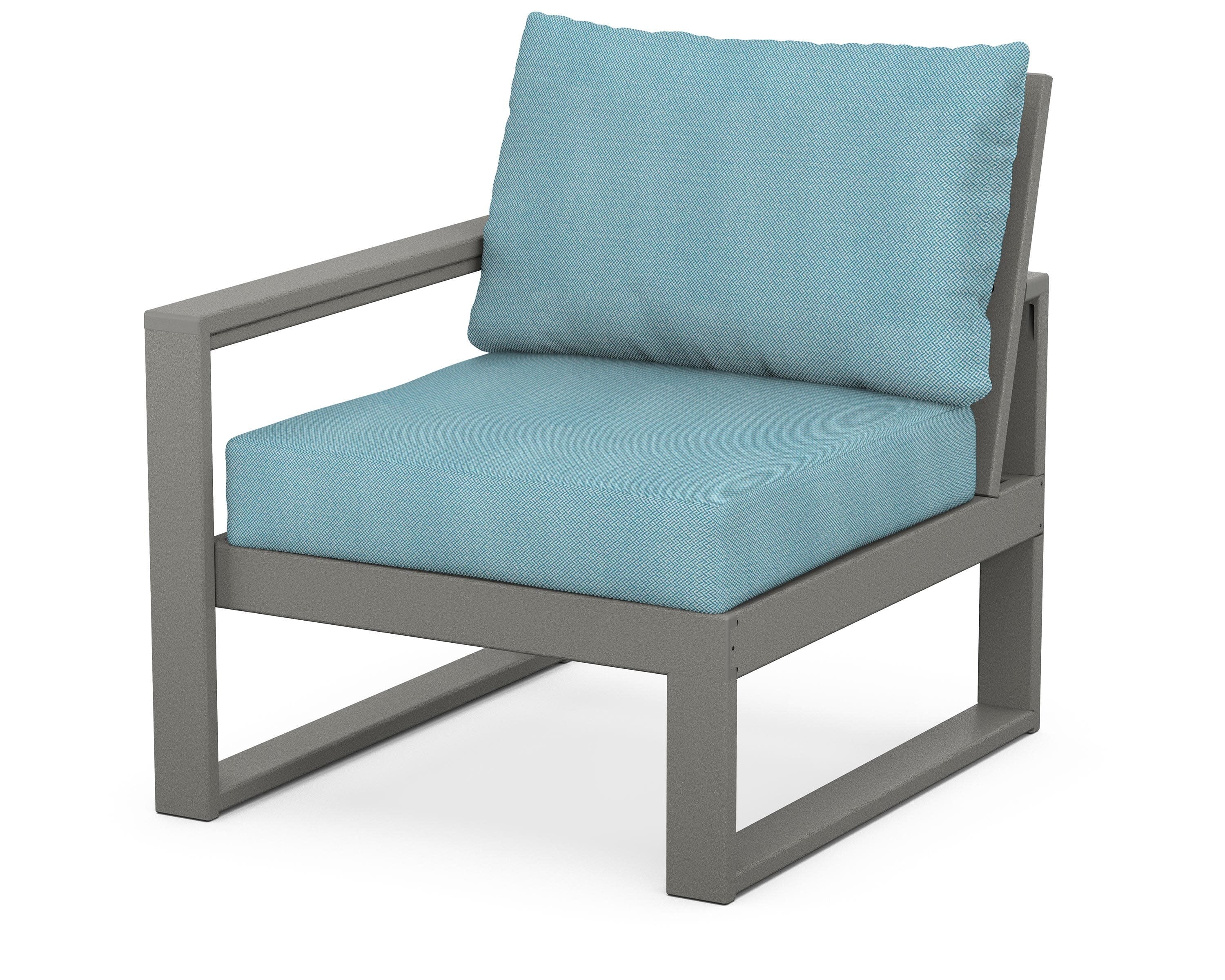 EDGE Modular Left Arm Chair in Slate Grey / Lattice Sky Blue
