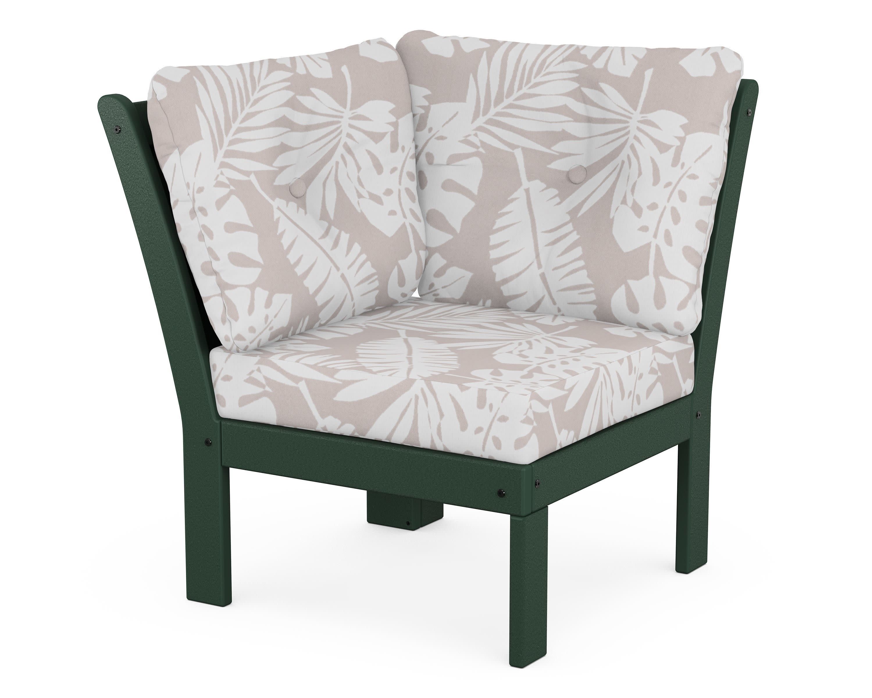 Vineyard Modular Corner Chair in Green / Leaf Dune Burlap