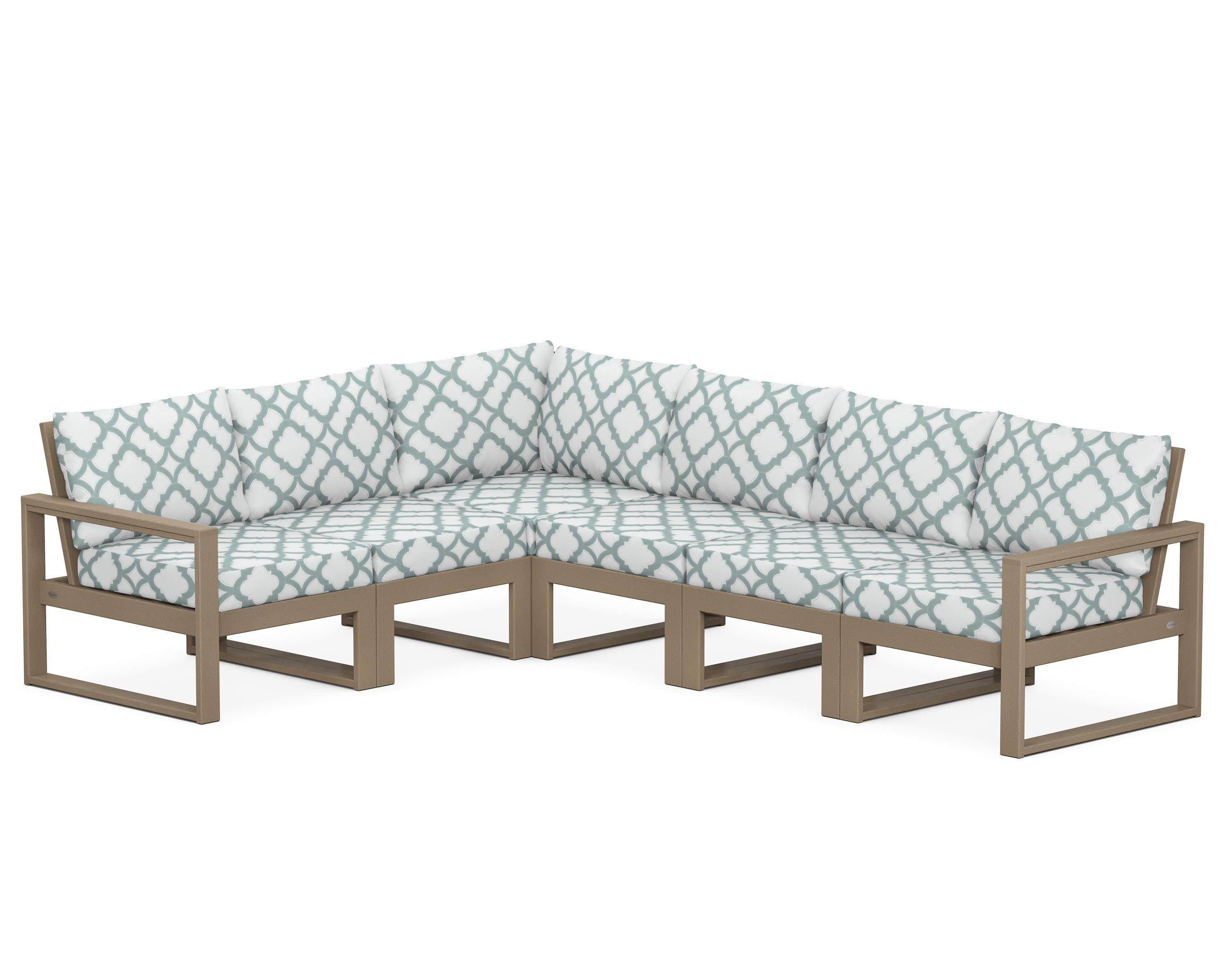 EDGE 6-Piece Modular Deep Seating Set in Vintage Sahara / Trellis Glacier Spa