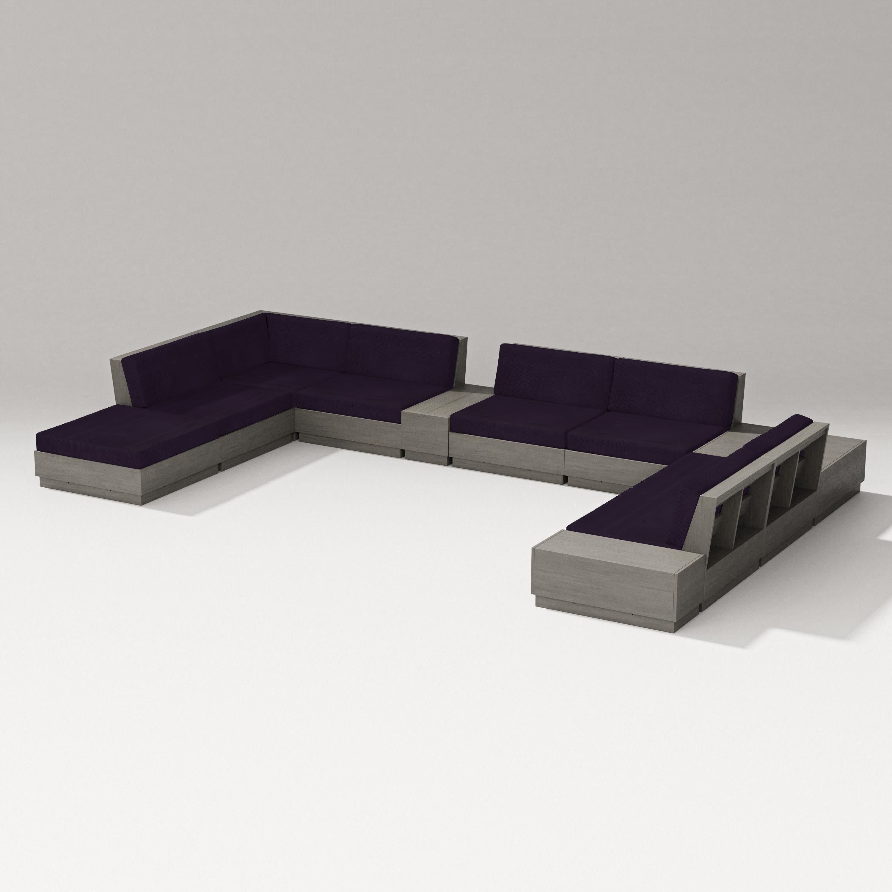 Elevate 11-Piece Conversation Sectional Set in Driftwood / Navy Linen