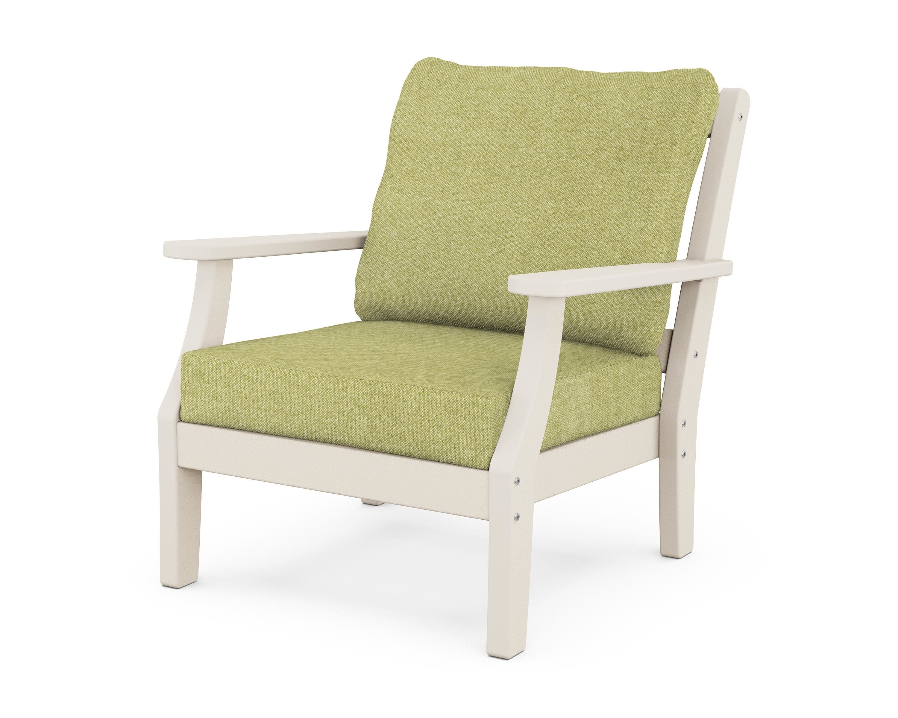 Chinoiserie Deep Seating Chair in Sand / Chartreuse Boucle