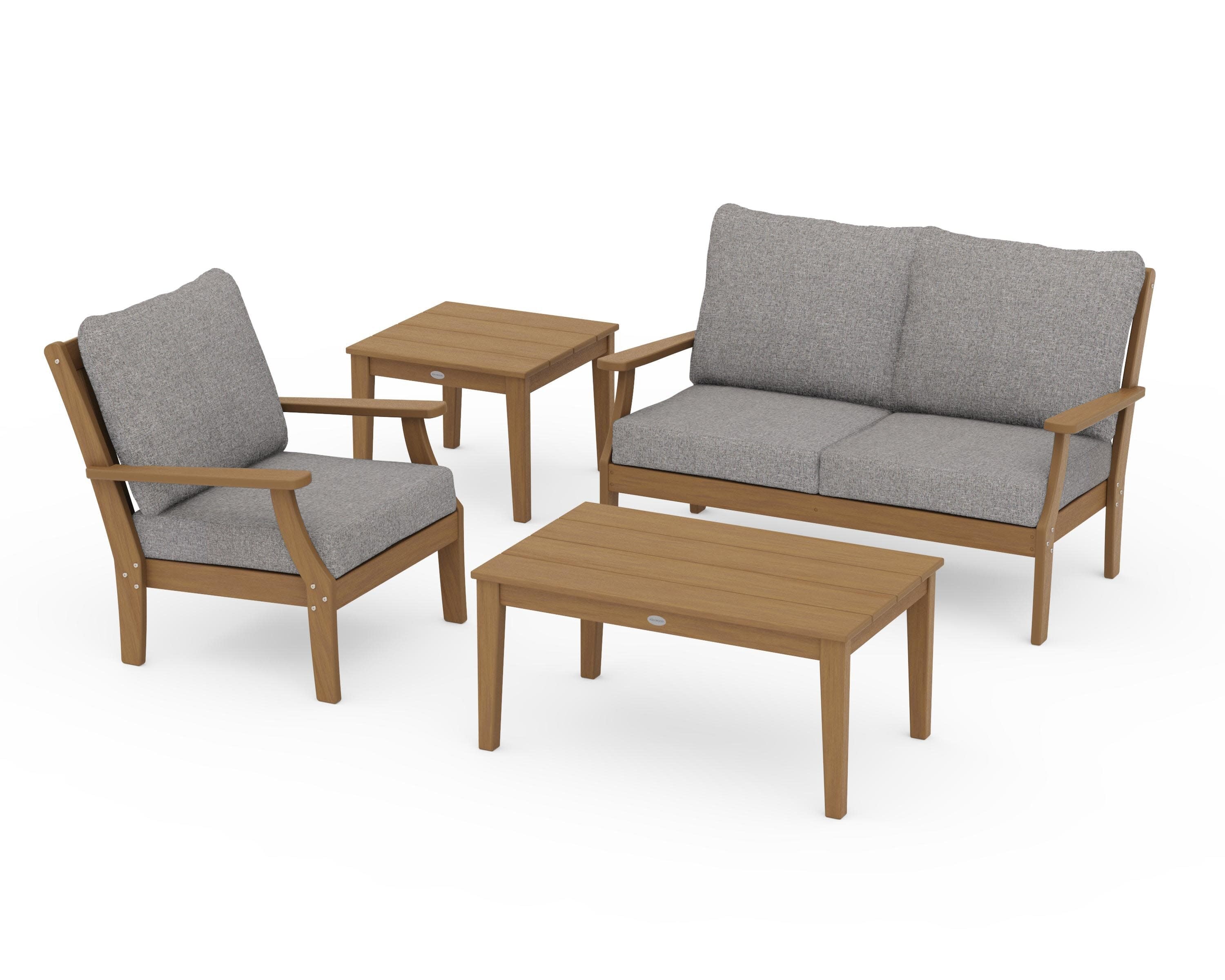 Braxton 4-Piece Deep Seating Set in Natural / Grey Mist