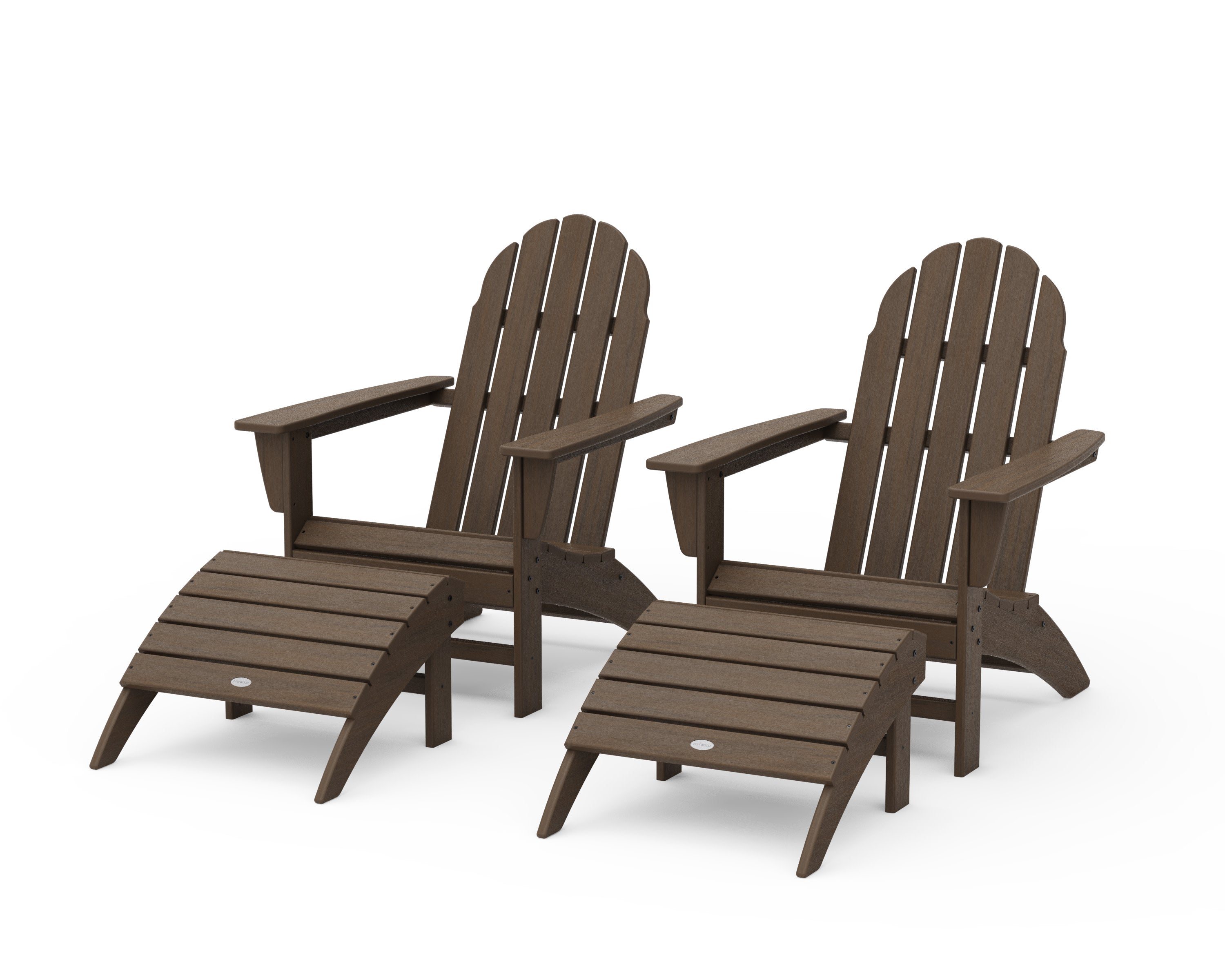 Vineyard Adirondack Chair 4-Piece Set with Ottomans in Kona