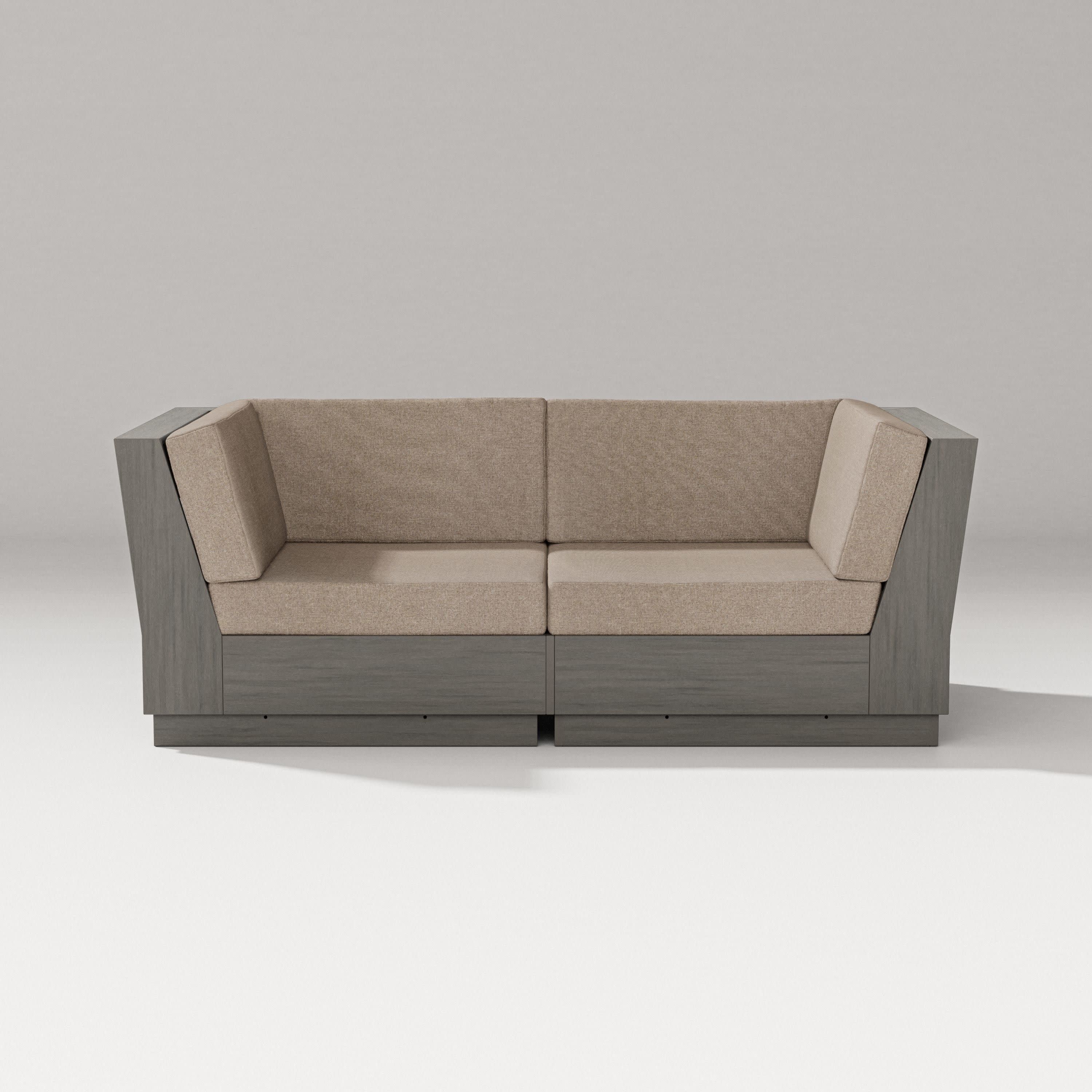 Elevate Loveseat Sectional in Driftwood / Spiced Burlap