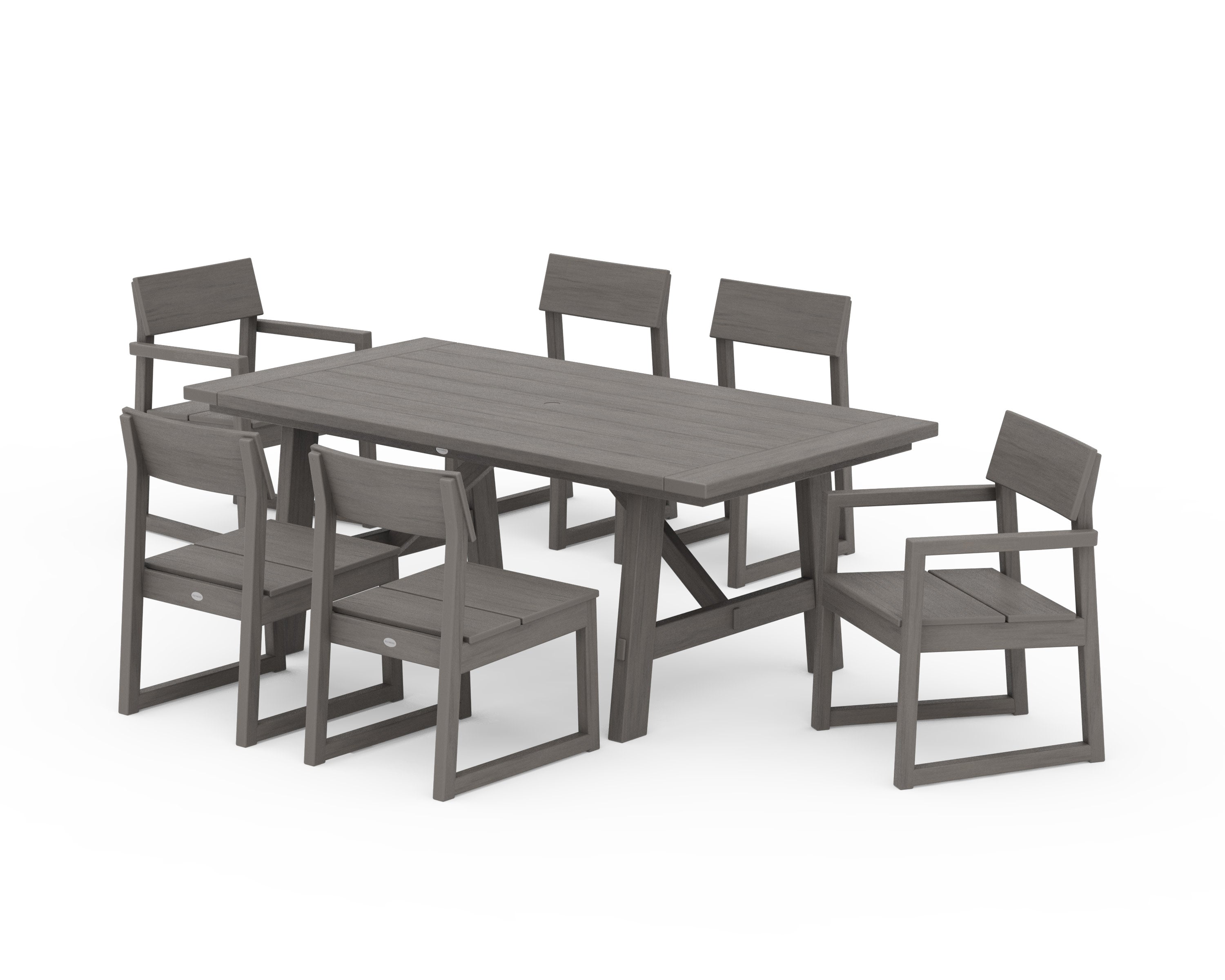 EDGE 7-Piece Rustic Farmhouse Dining Set in Driftwood