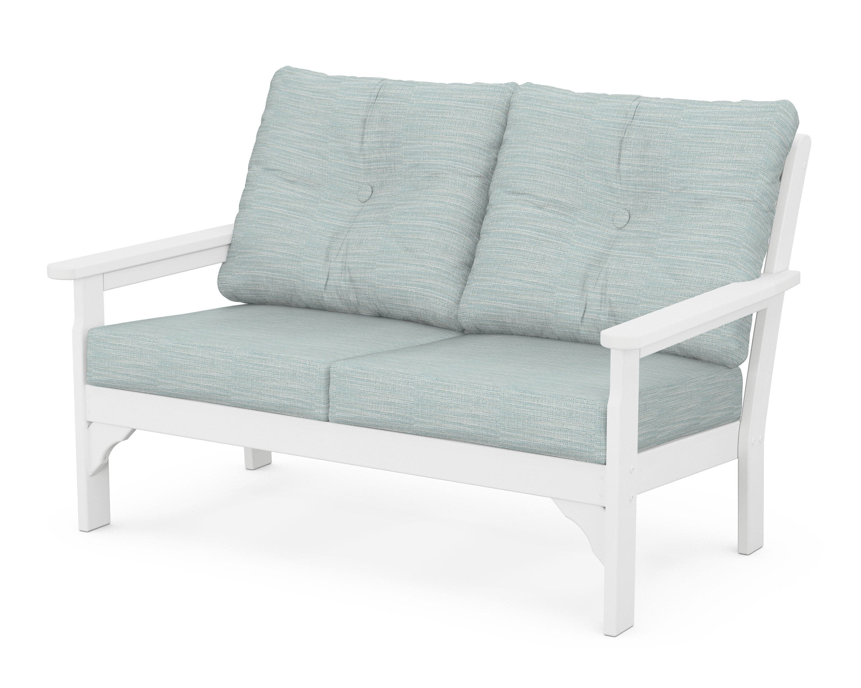 Vineyard Deep Seating Loveseat in White / Soothe Mist
