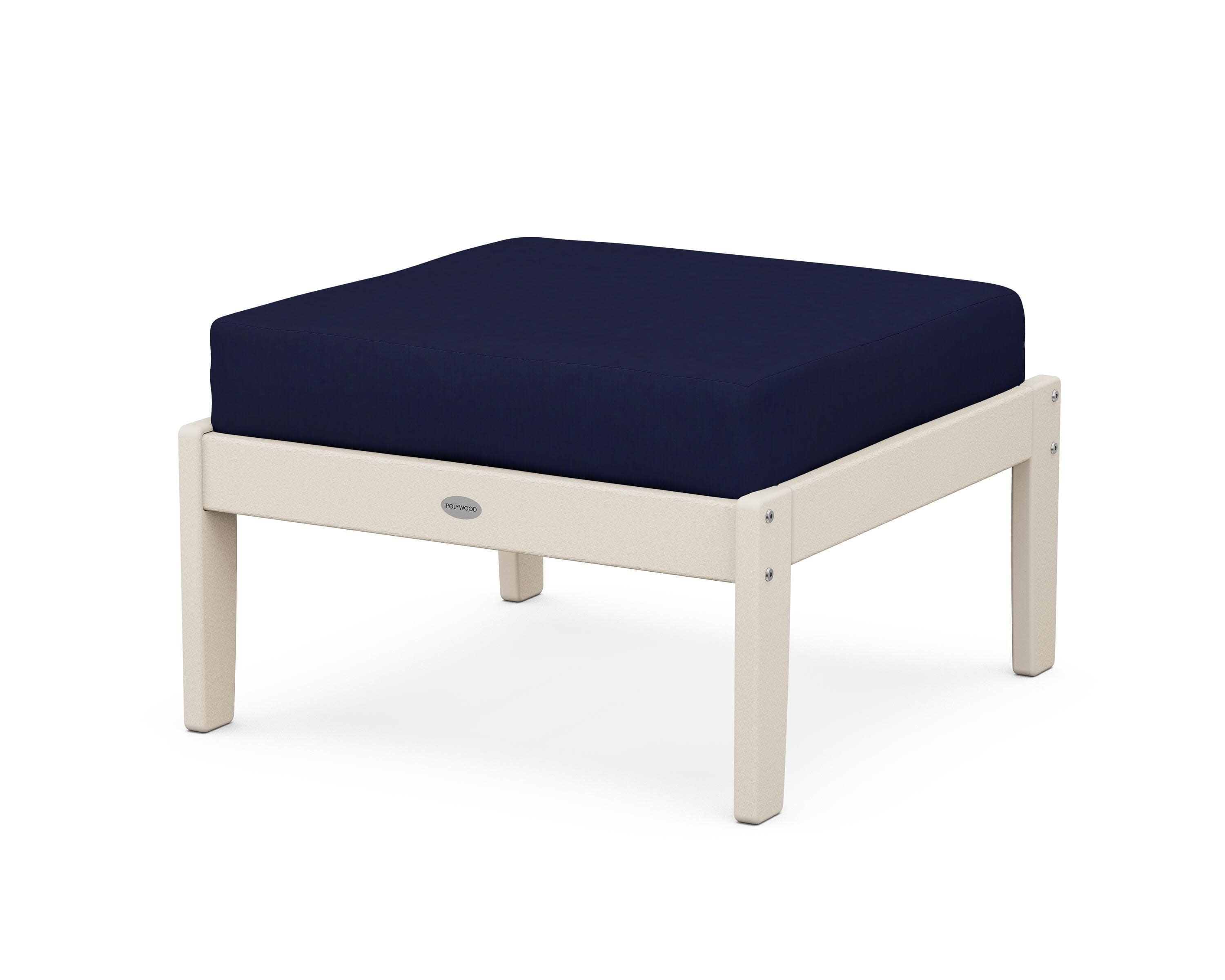 Braxton Deep Seating Ottoman in Sand / Navy