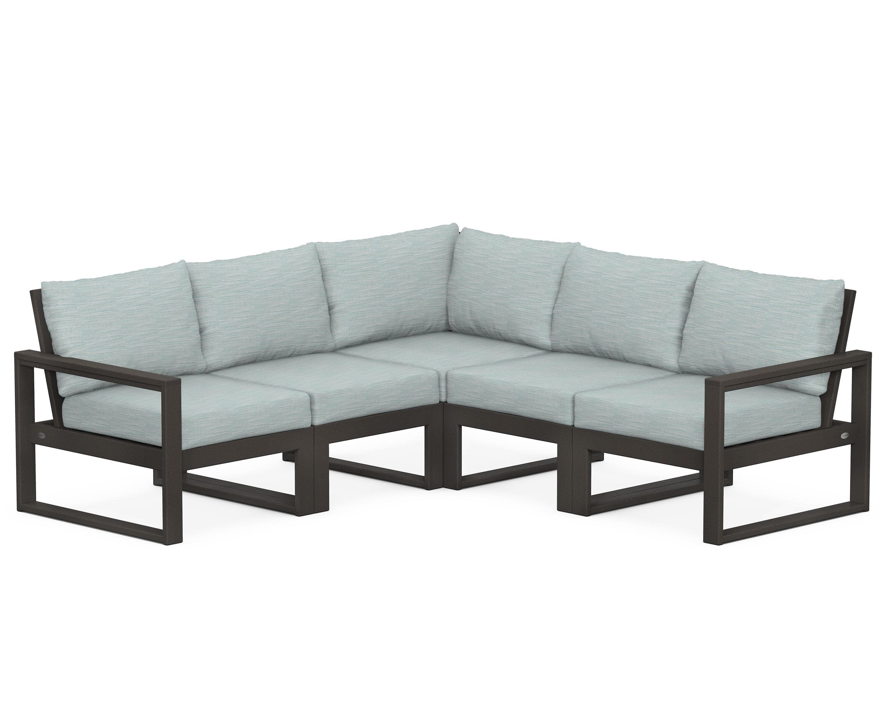 EDGE 5-Piece Modular Deep Seating Set in Vintage Coffee / Soothe Mist
