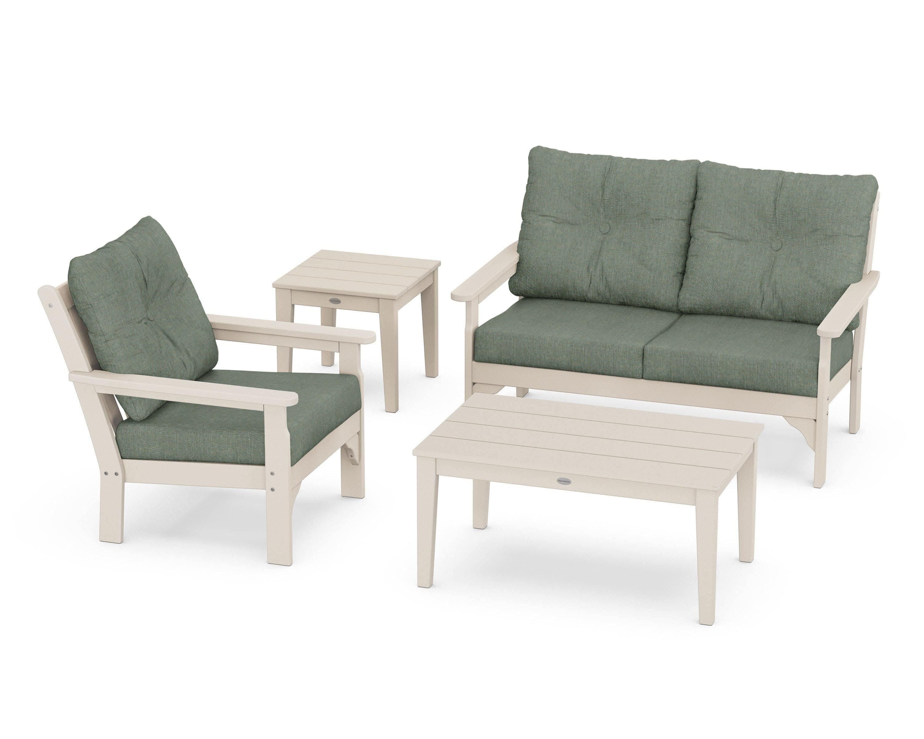 Vineyard 4-Piece Deep Seating Set in Sand / Cast Sage