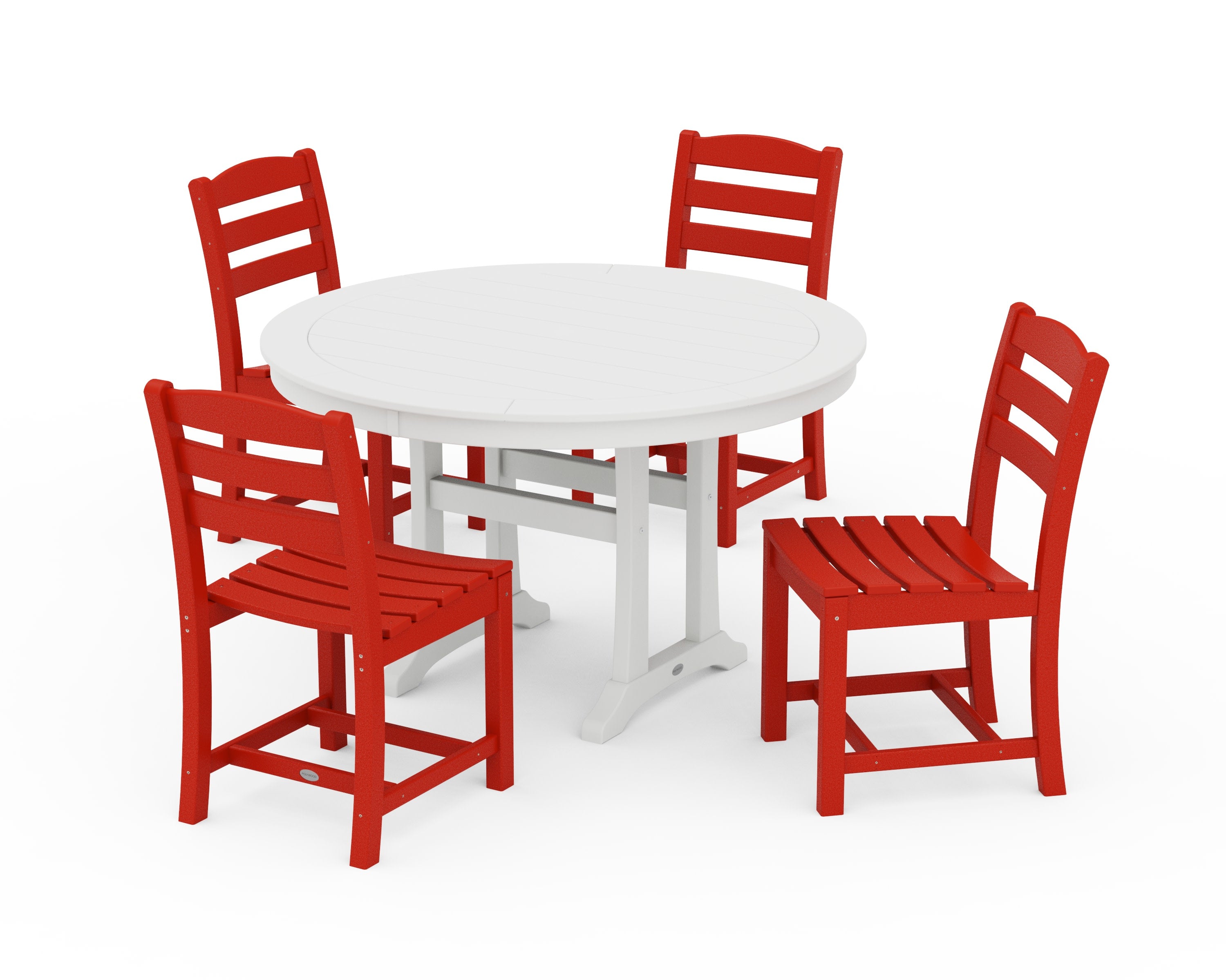 La Casa Caf 5-Piece Side Chair Dining Set in Sunset Red / White