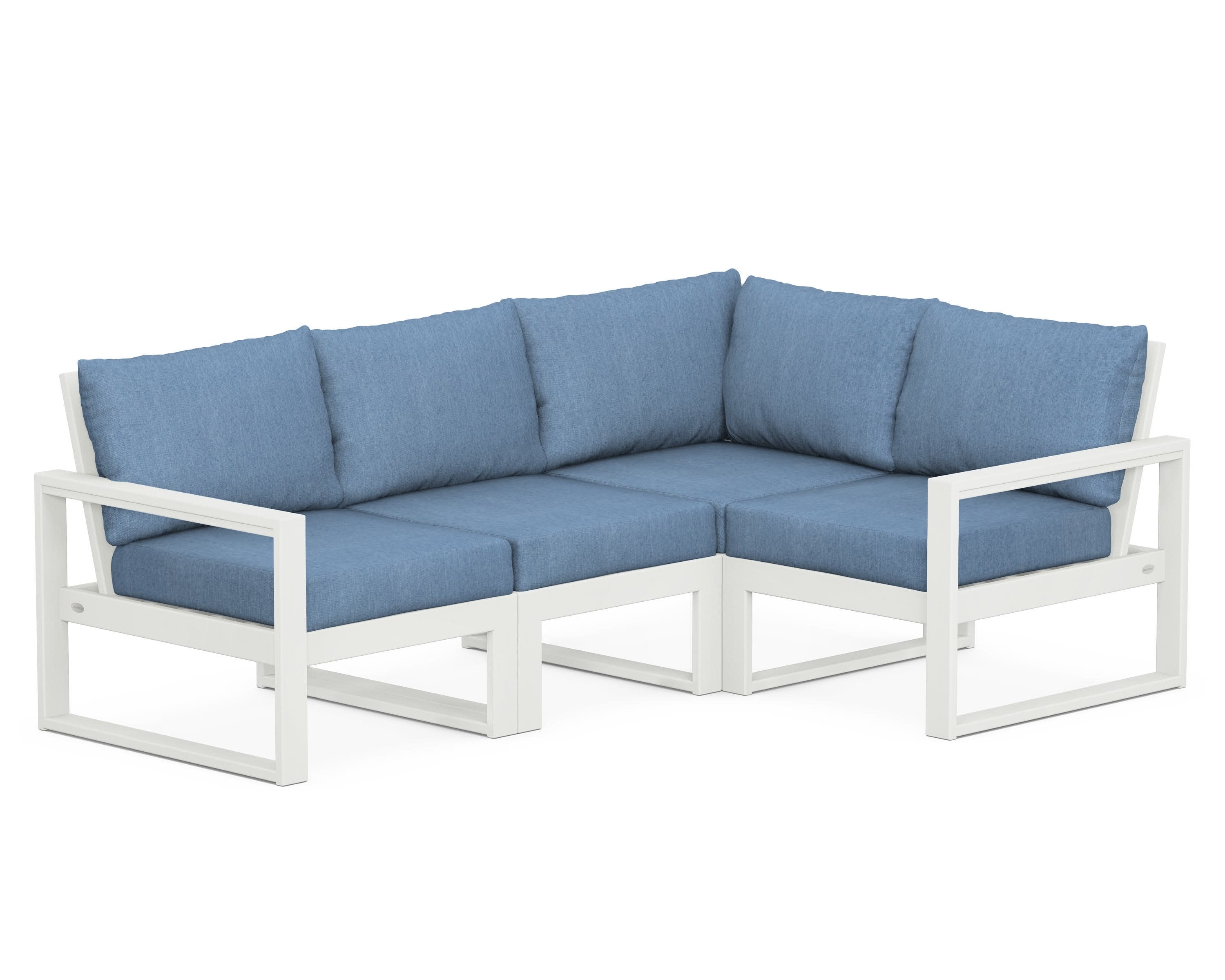 EDGE 4-Piece Modular Deep Seating Set in Vintage White / Sky Blue
