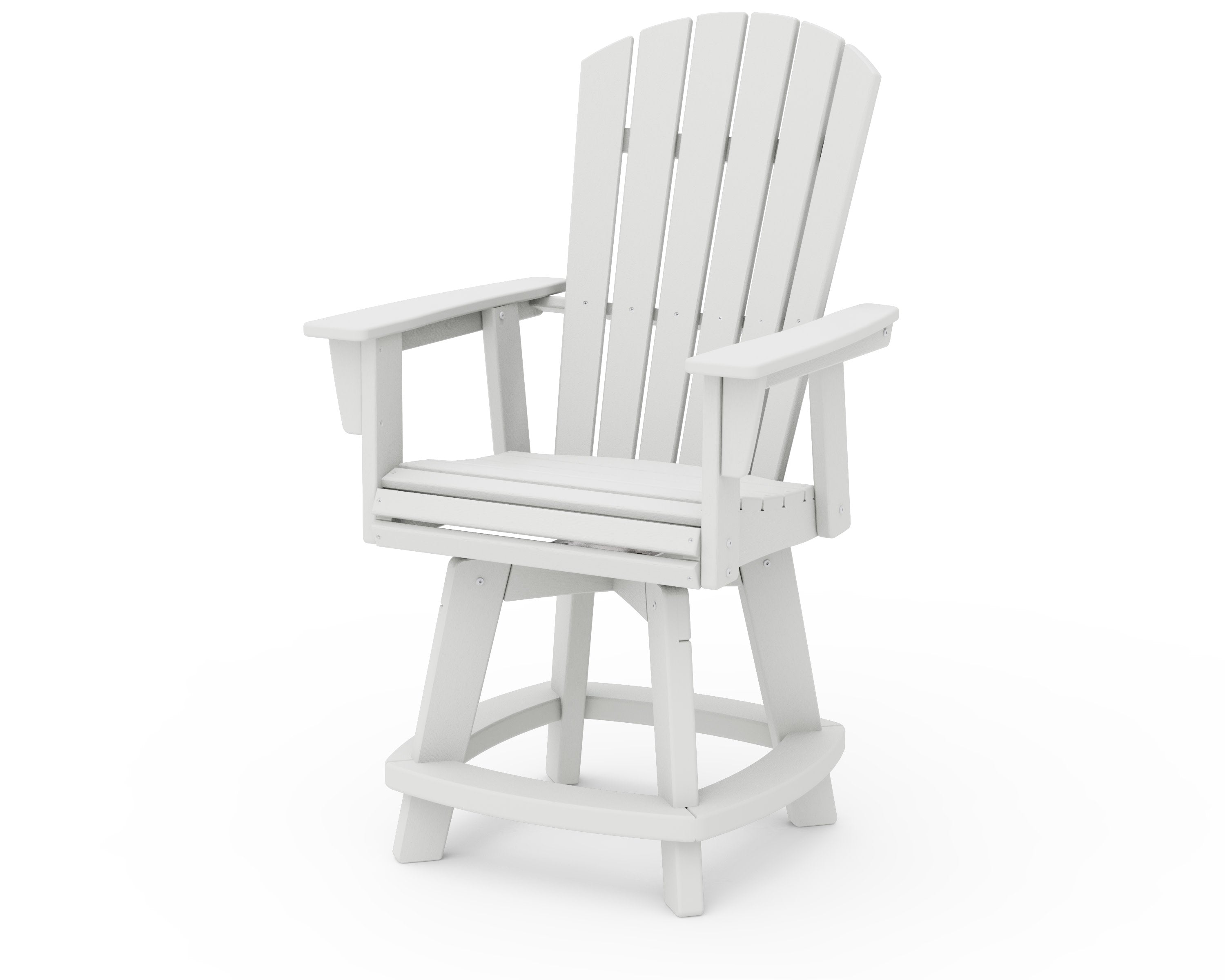 Nautical Curveback Adirondack Swivel Counter Chair in Vintage White