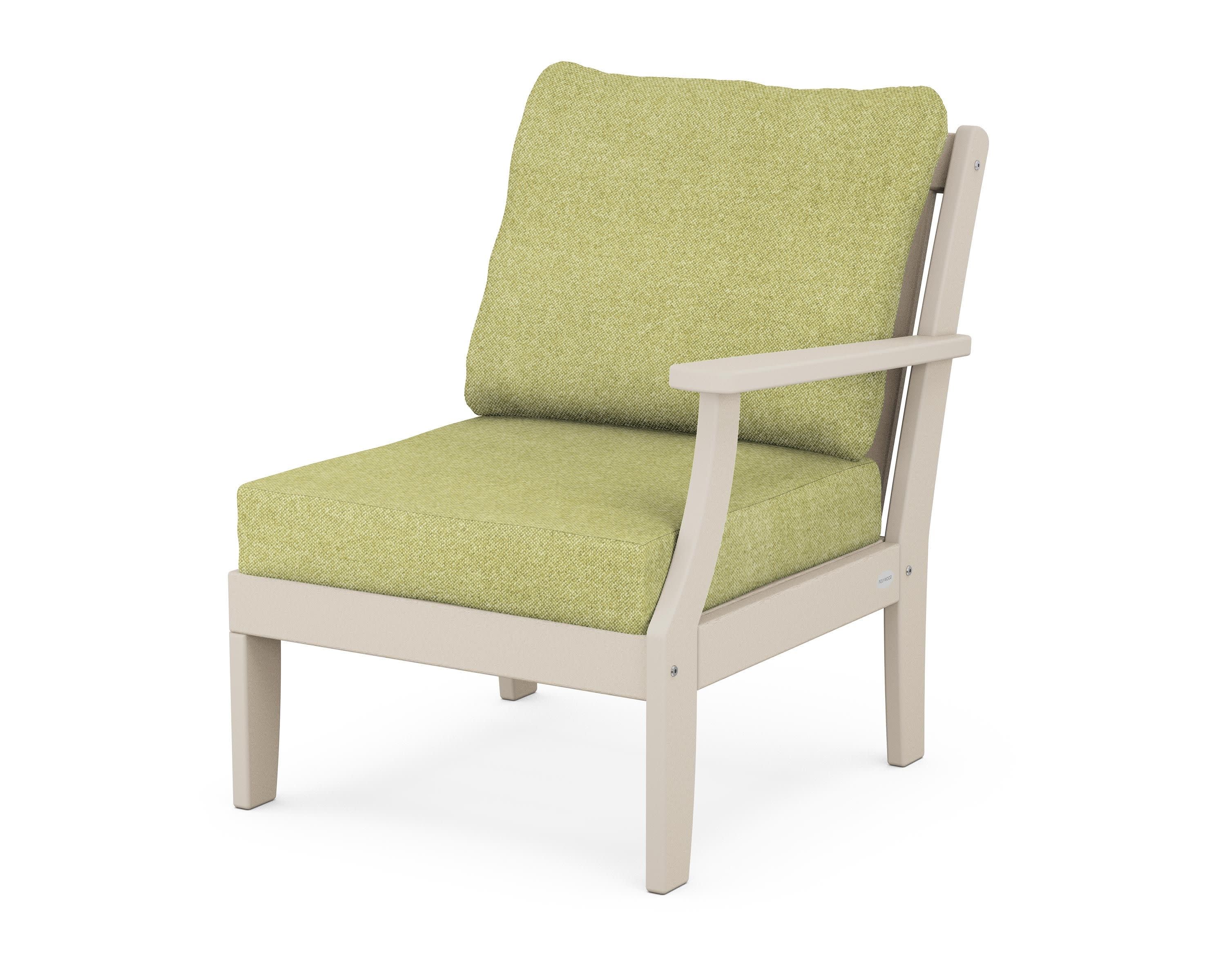 Braxton Modular Right Arm Chair in Sand / Chartreuse Boucle