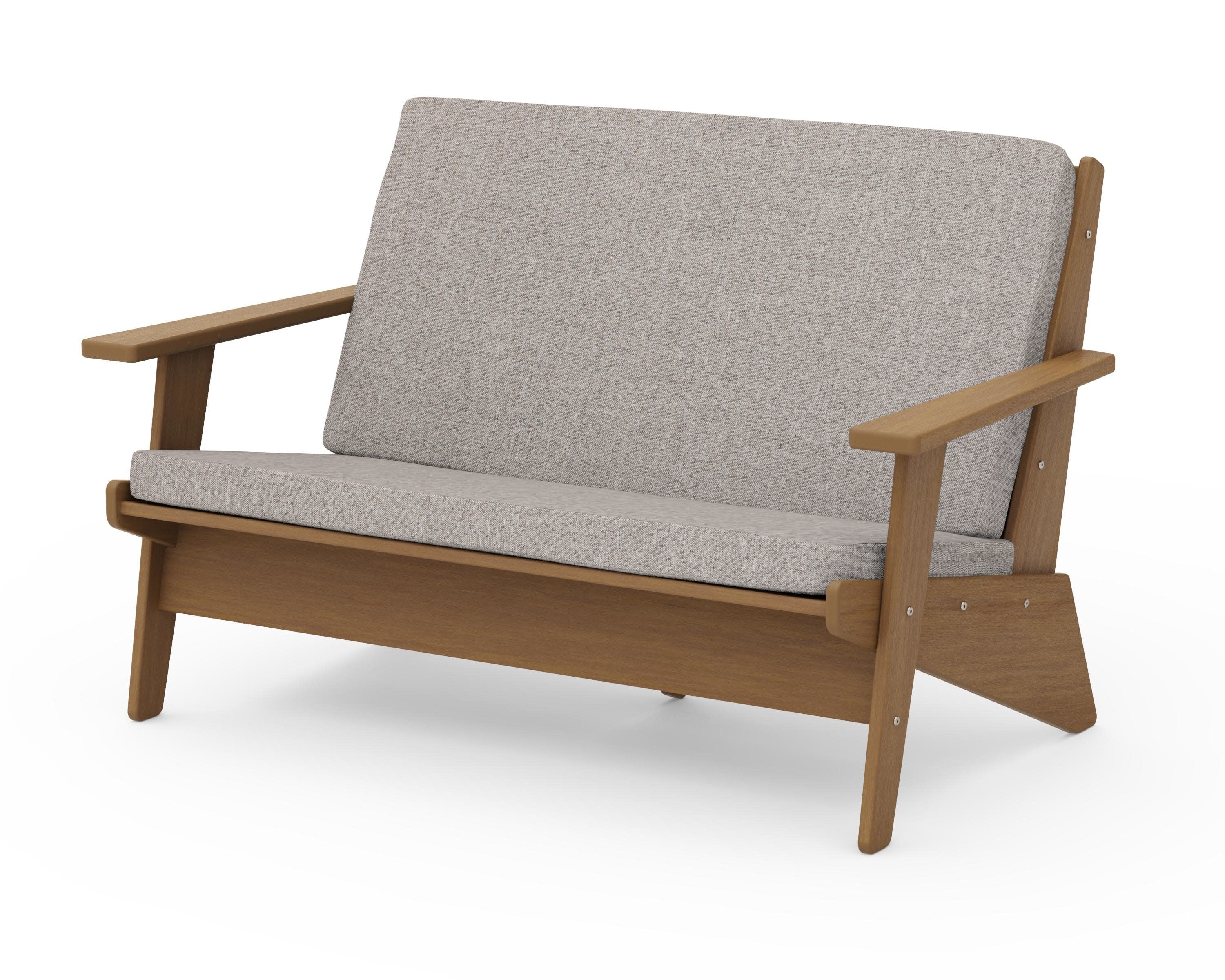Riviera Modern Lounge Loveseat in Natural / Weathered Tweed