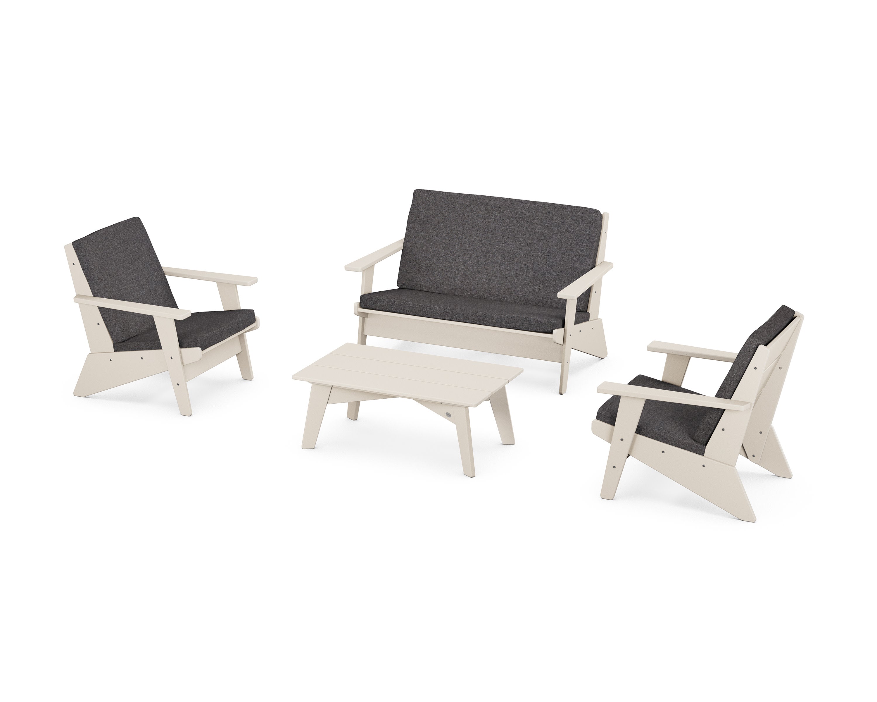 Riviera Modern Lounge 4-Piece Set in Sand / Ash Charcoal