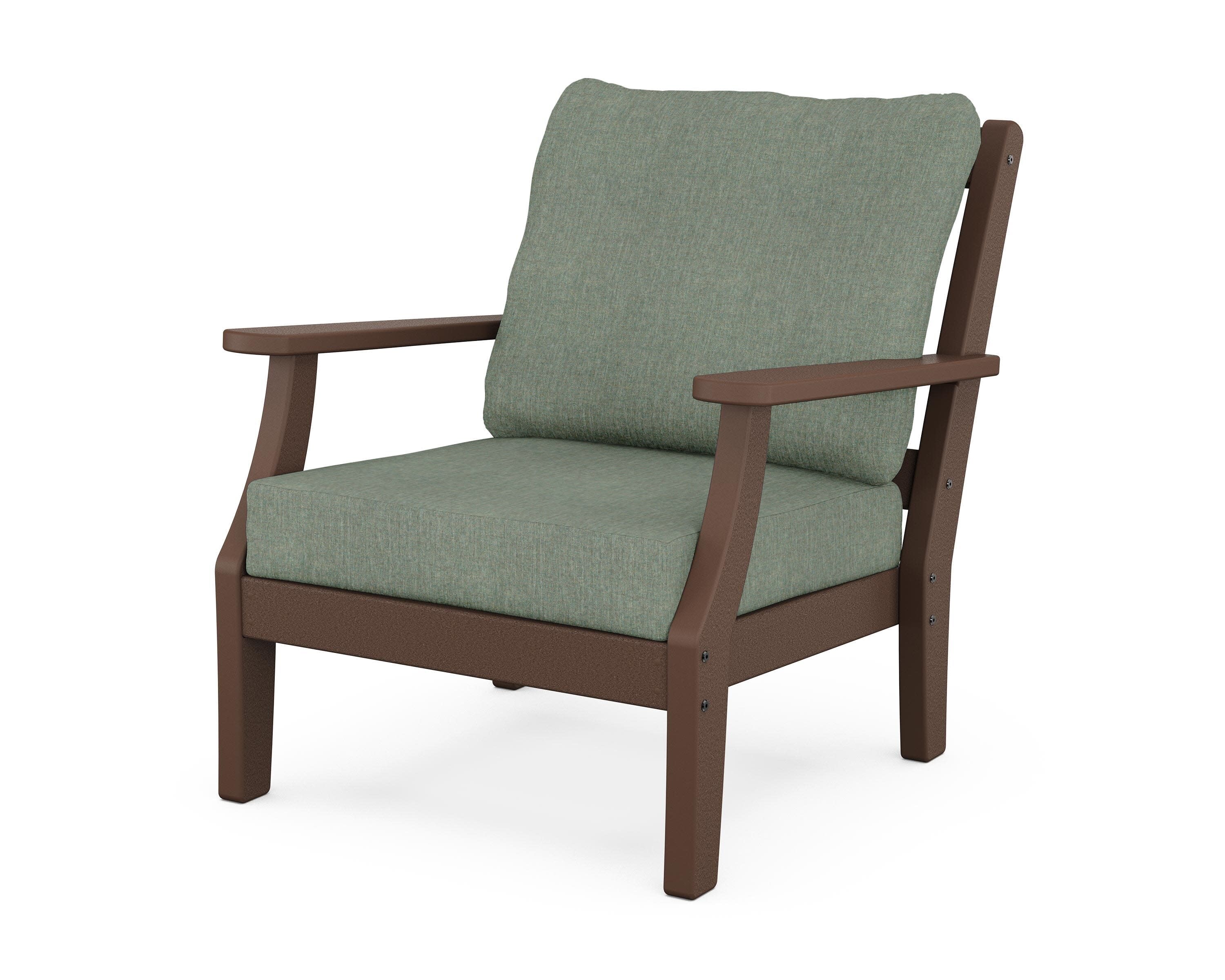 Chinoiserie Deep Seating Chair in Mahogany / Cast Sage