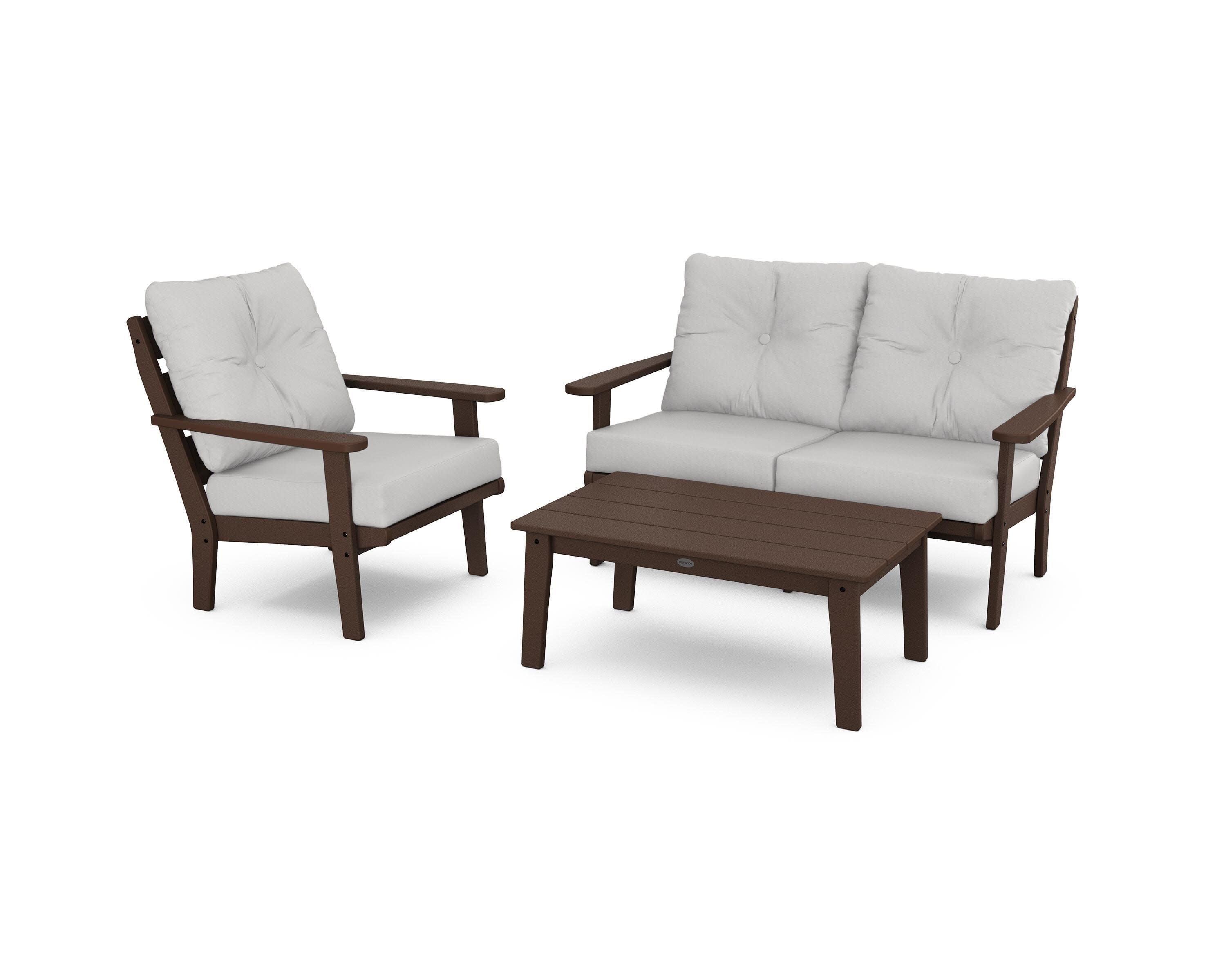Lakeside 3-Piece Deep Seating Set in Mahogany / Diamond in the Rough