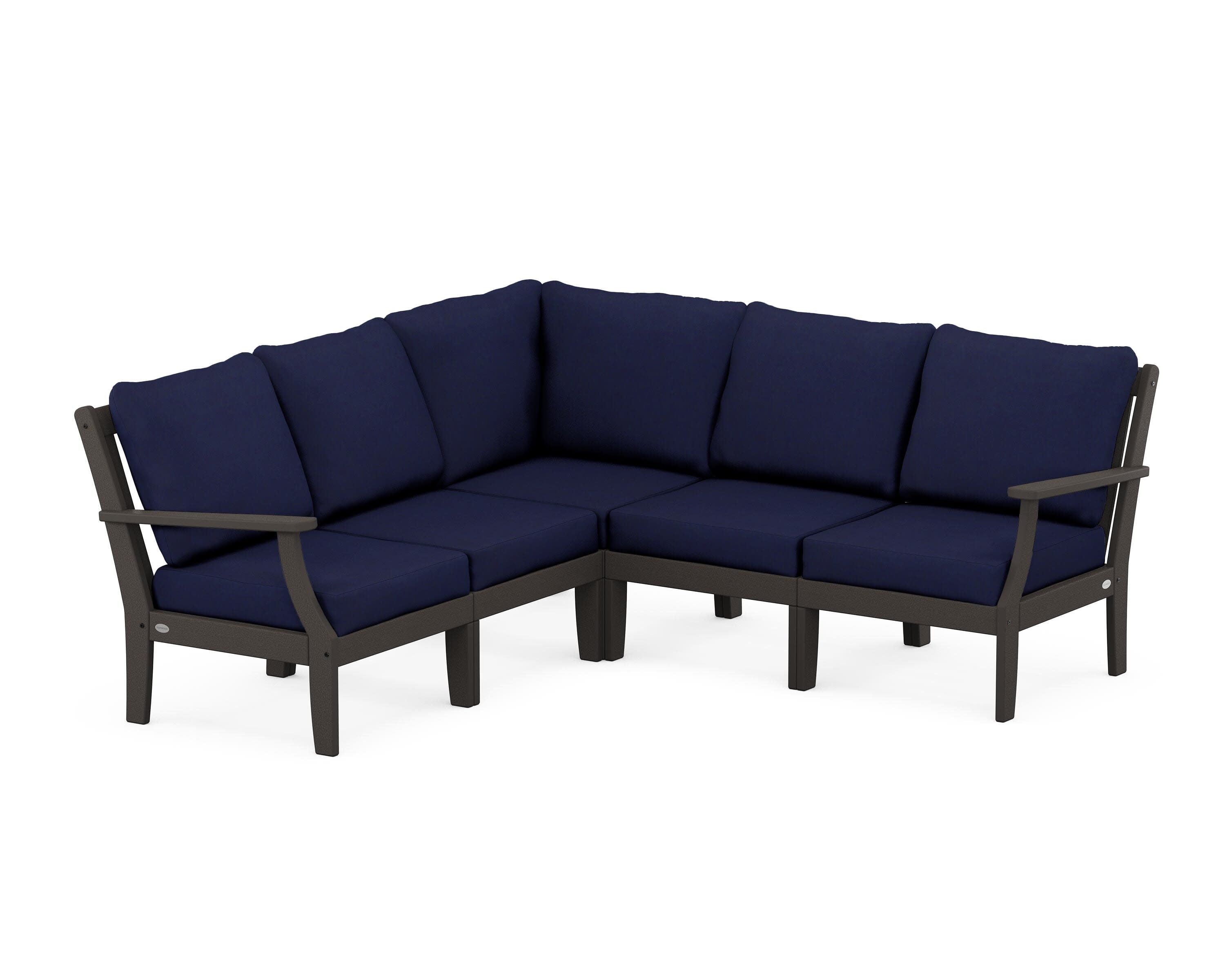 Braxton Modular 5-Piece Deep Seating Set in Vintage Coffee / Navy
