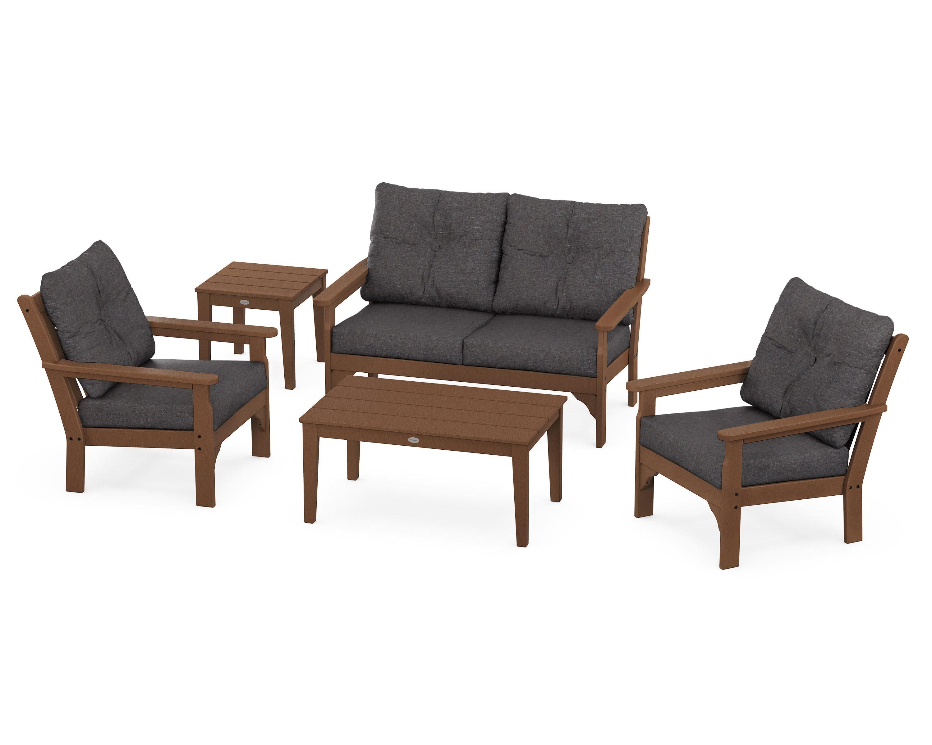 Vineyard 5-Piece Deep Seating Set in Teak / Ash Charcoal