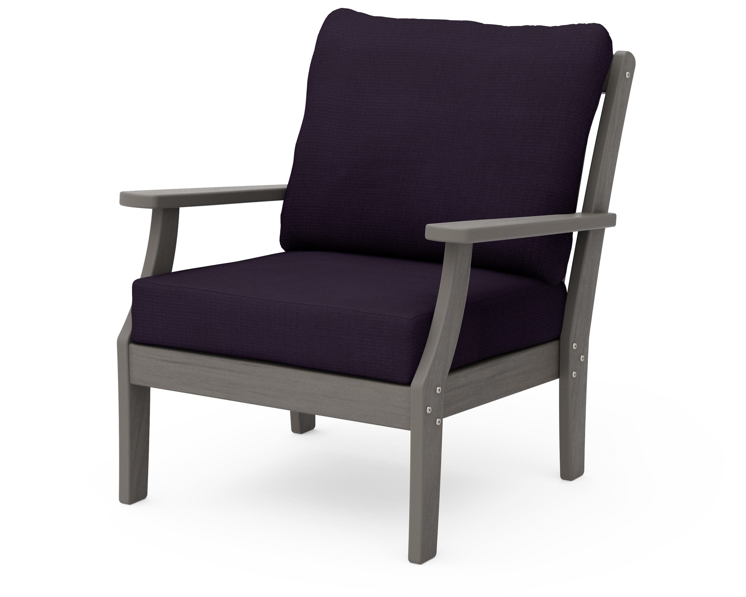 Braxton Deep Seating Chair in Driftwood / Navy Linen