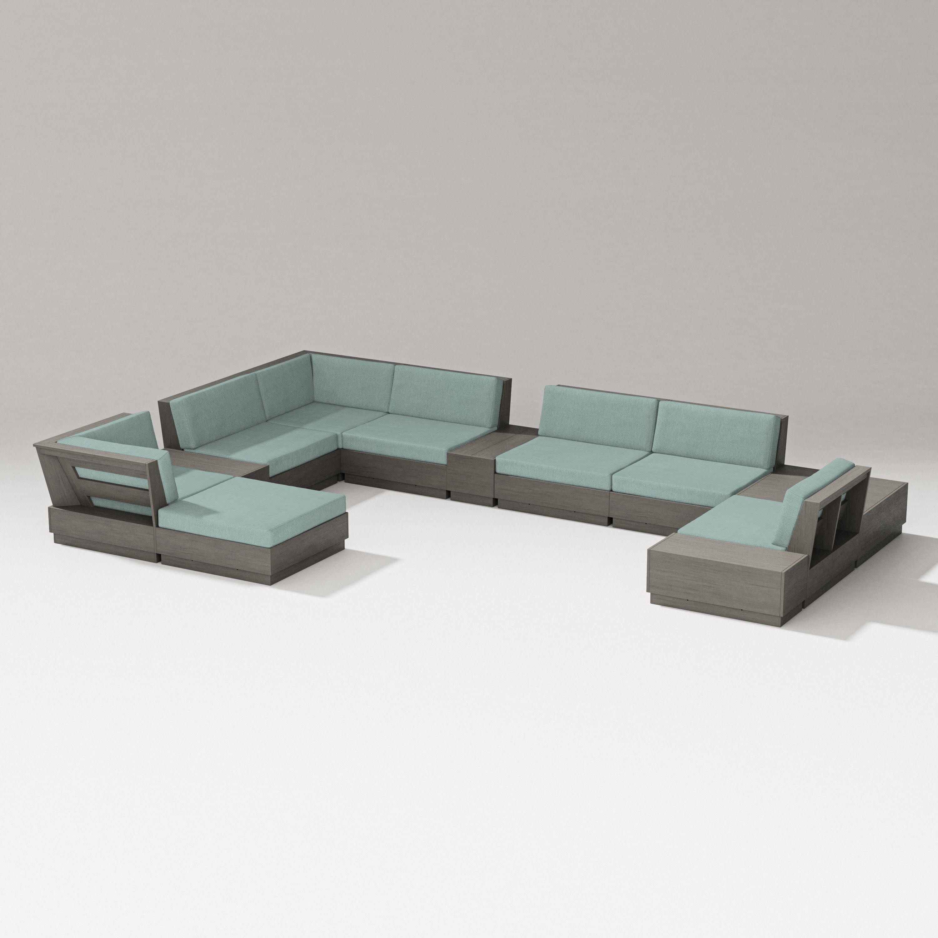 Elevate 12-Piece Conversation Sectional Set in Driftwood / Glacier Spa