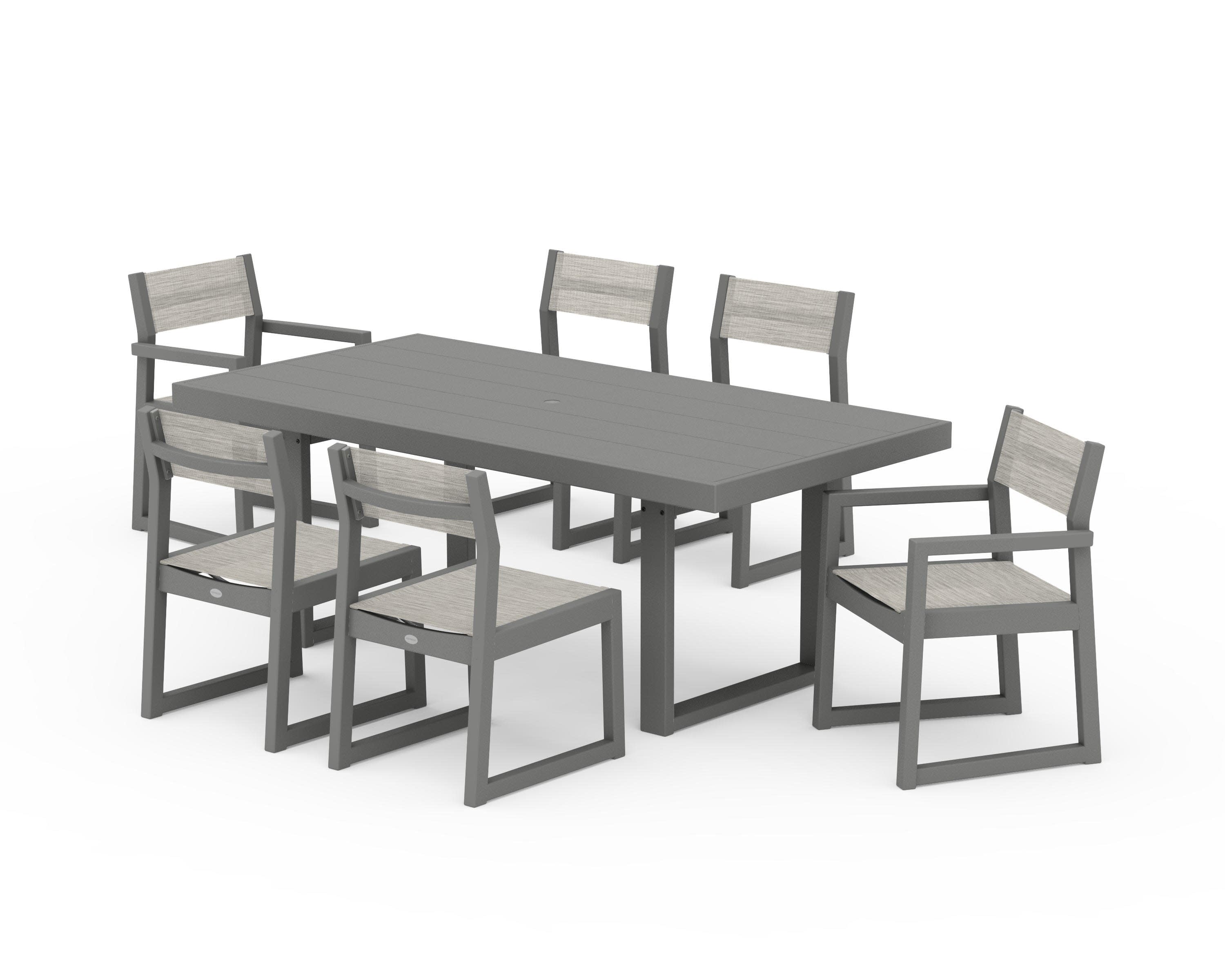EDGE Sling 7-Piece Dining Set in Slate Grey / Birch Sling