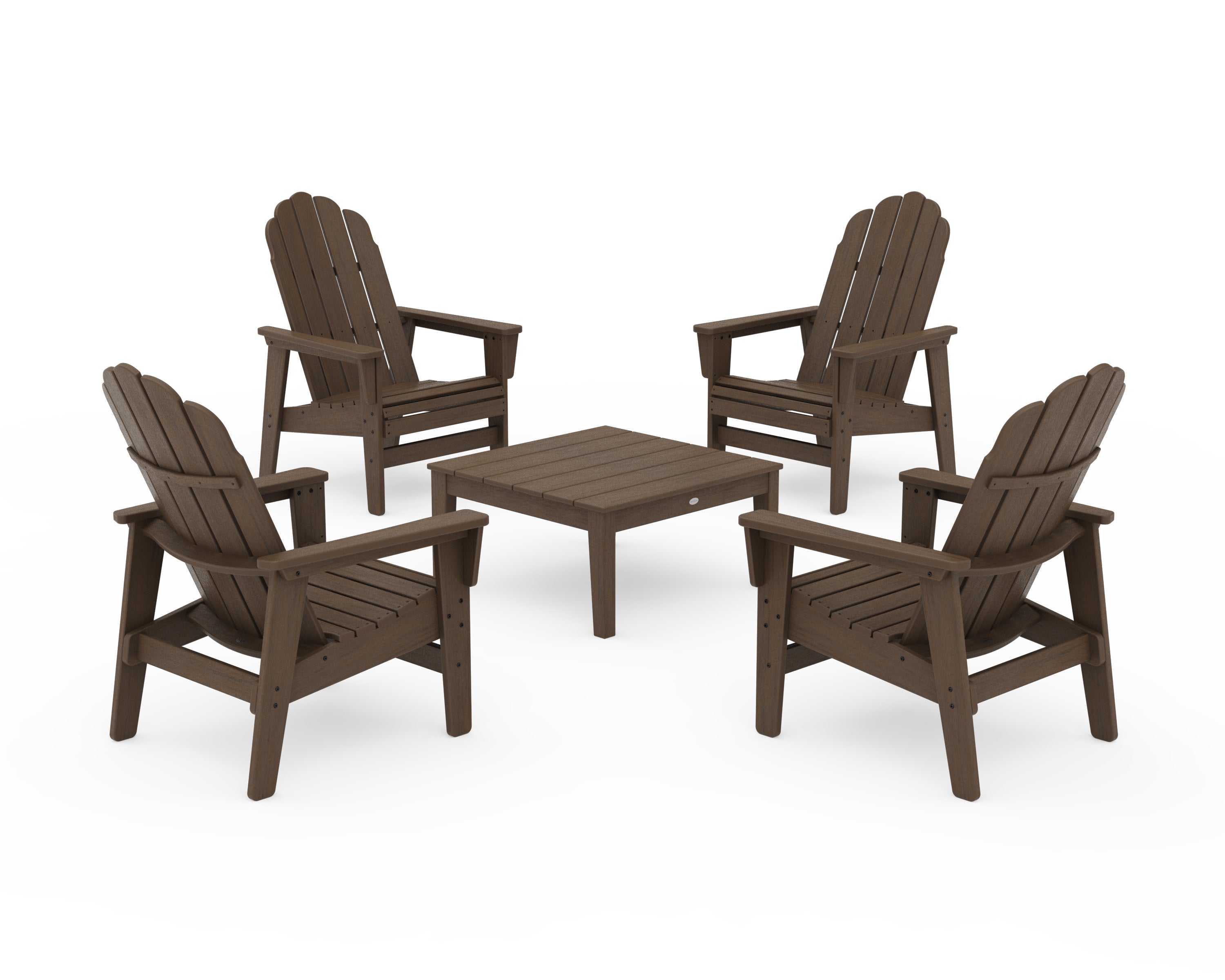 5-Piece Vineyard Grand Upright Adirondack Chair Conversation Group in Kona