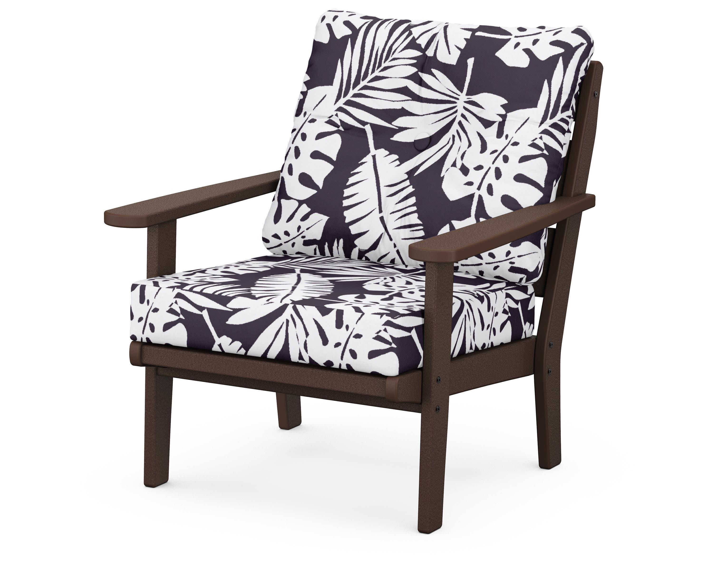 Lakeside Deep Seating Chair in Mahogany / Leaf Navy