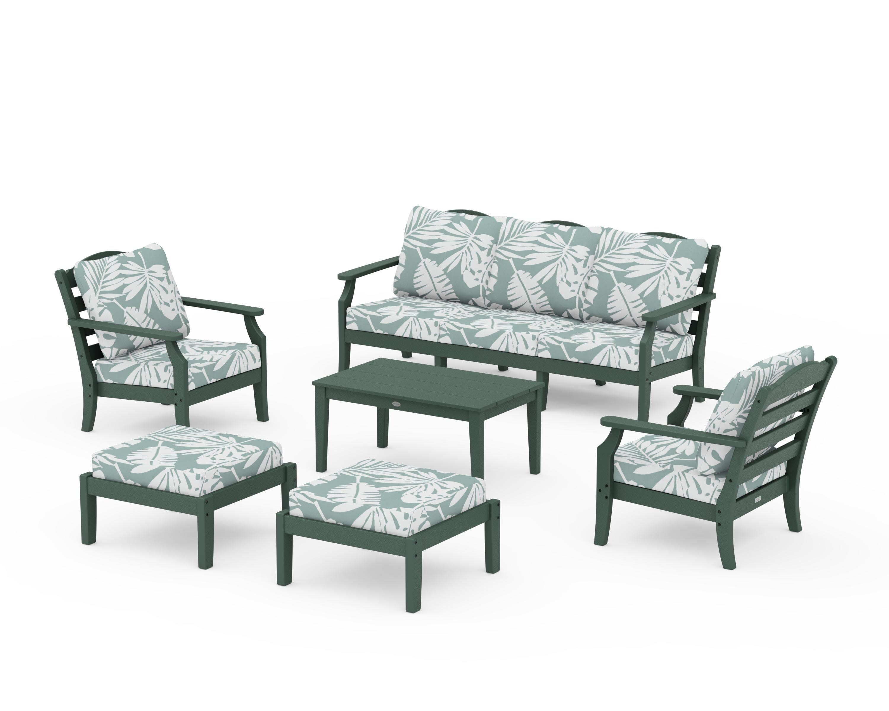 Savannah 6-Piece Lounge Sofa Set in Green / Leaf Glacier Spa