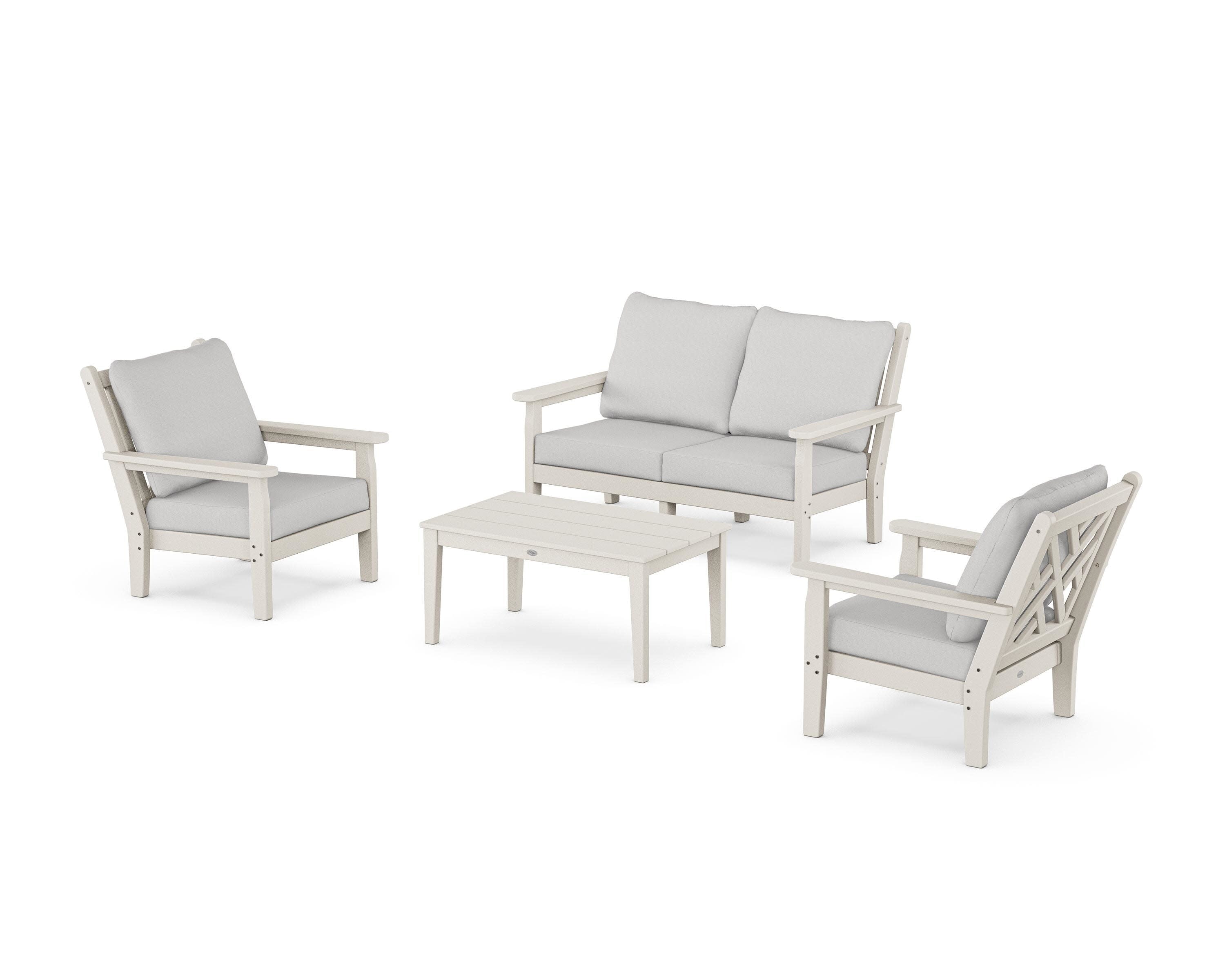 Chippendale 4-Piece Deep Seating Set with Loveseat in Sand / Diamond in the Rough
