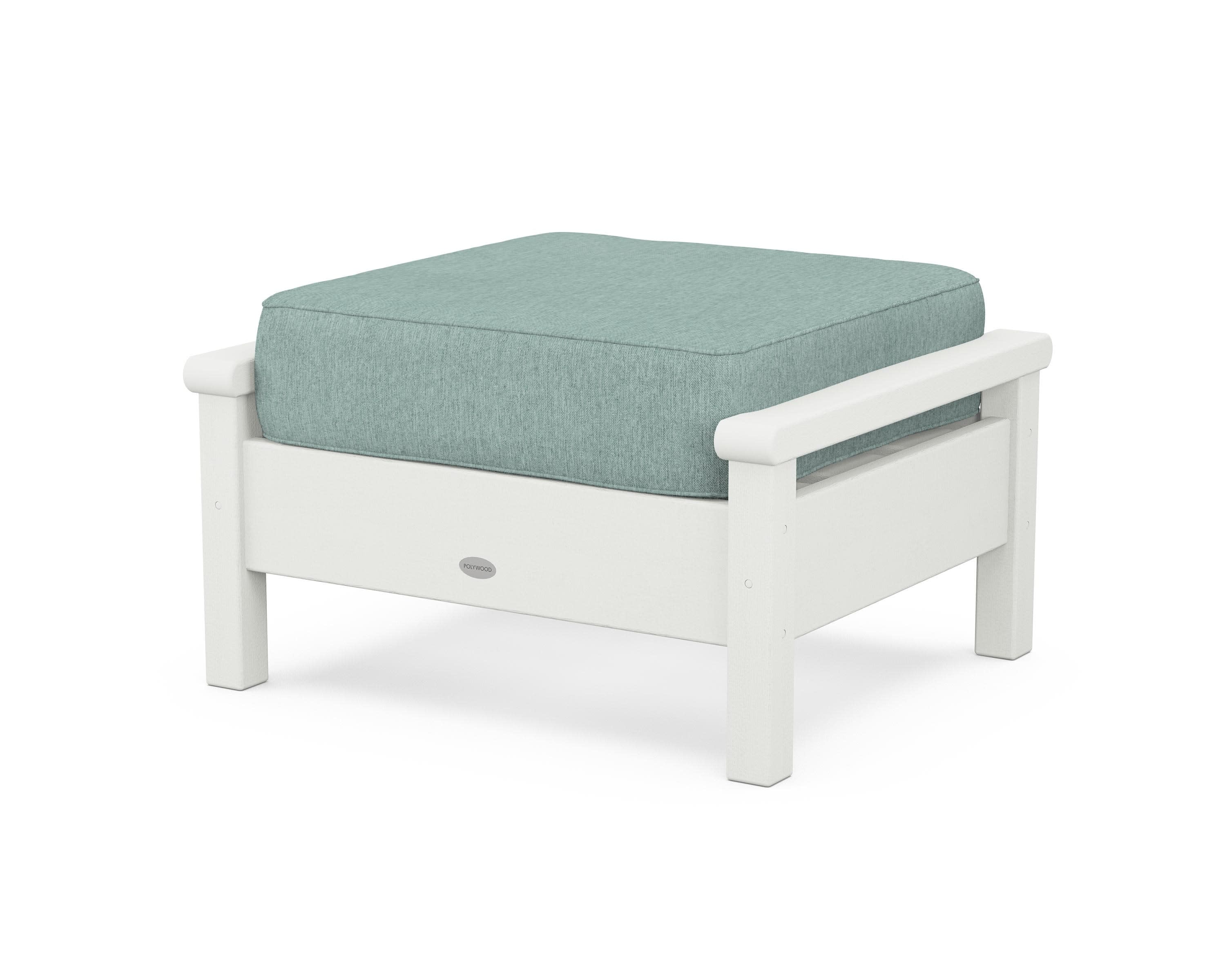 Harbour Deep Seating Ottoman in Vintage White / Glacier Spa
