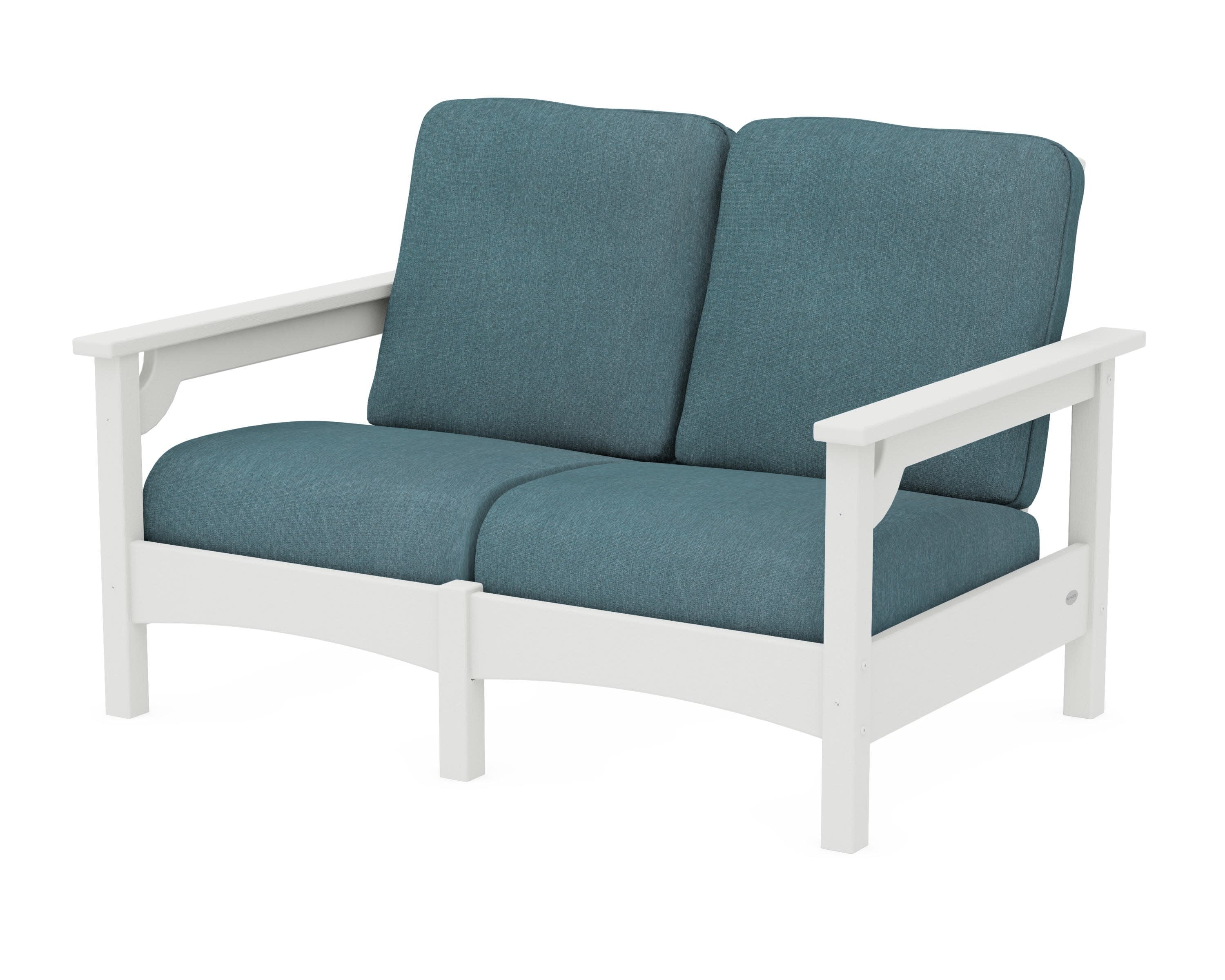 Club Loveseat in Vintage White / Ocean Teal