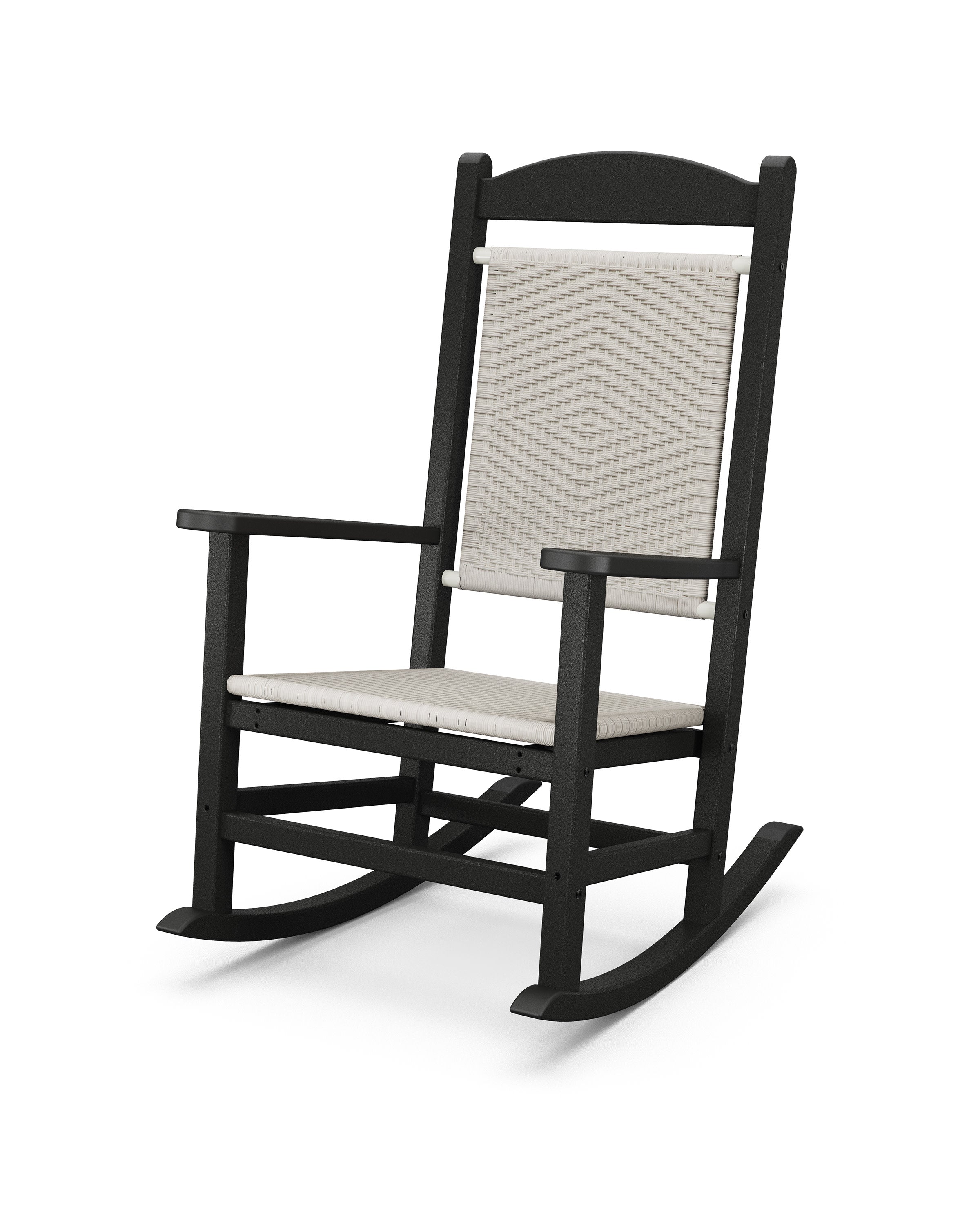 Presidential Woven Rocking Chair in Black / White Loom