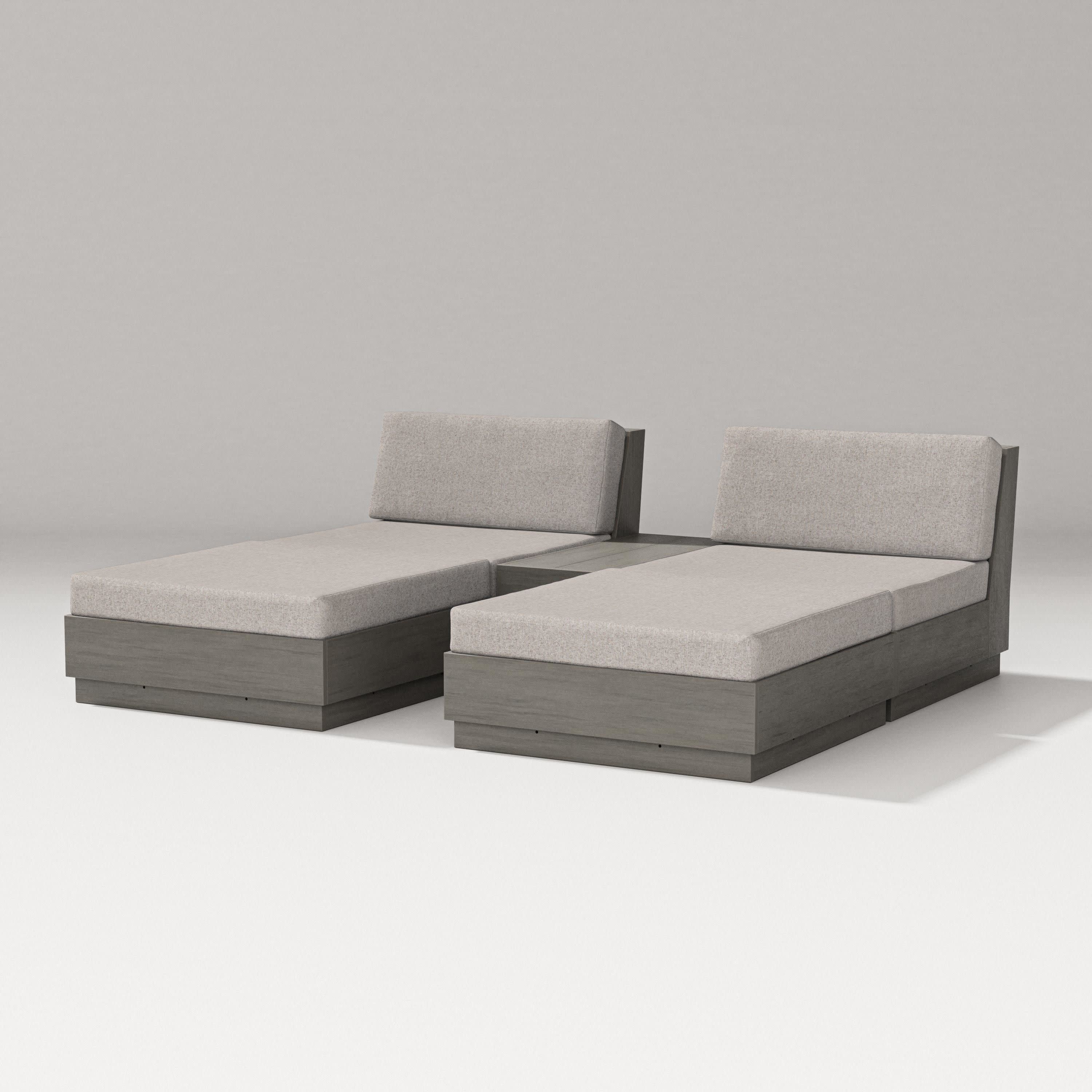 Elevate Double Chaise Set in Driftwood / Weathered Tweed
