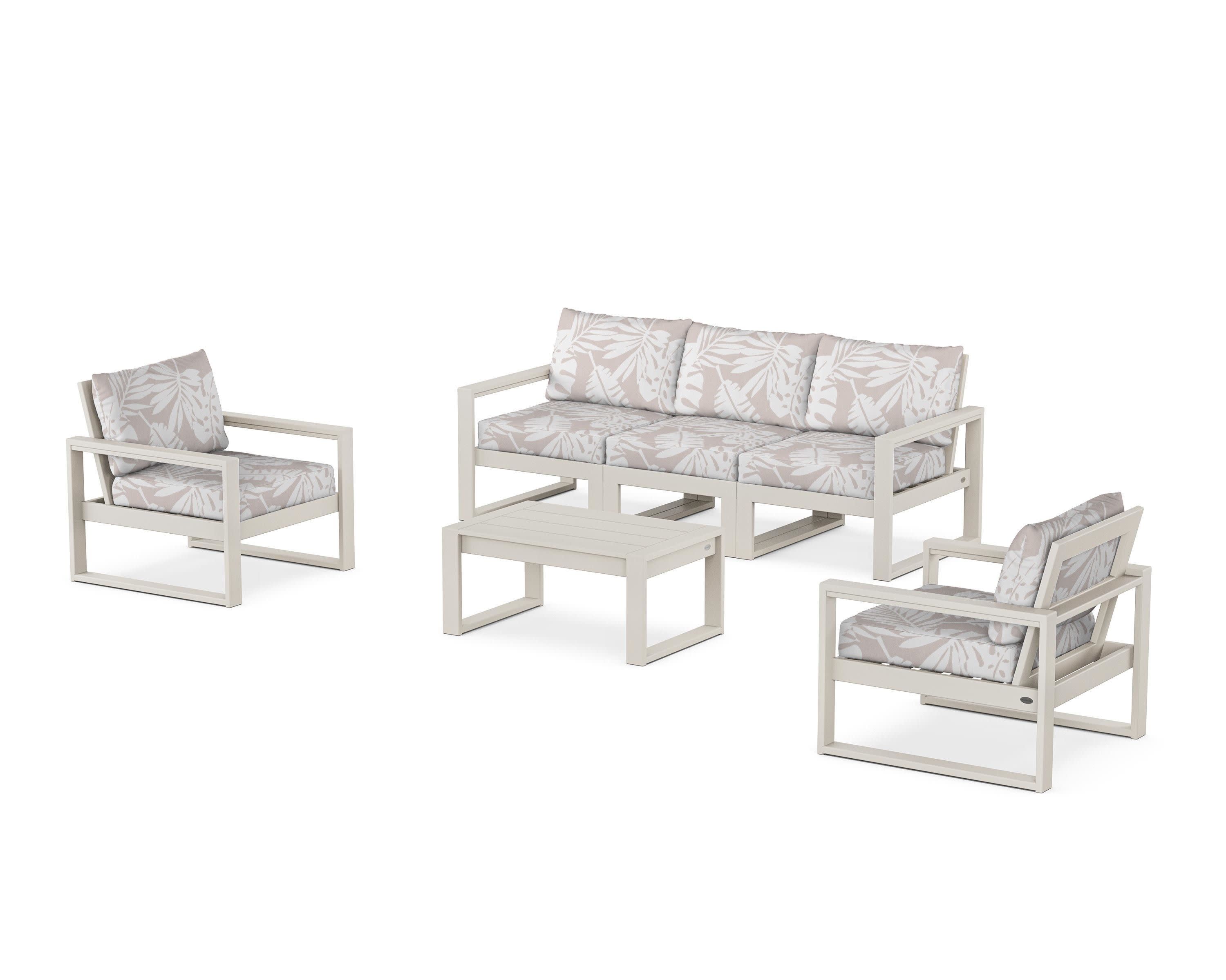 EDGE Sectional 4-Piece Deep Seating Set with Sofa in Sand / Leaf Dune Burlap