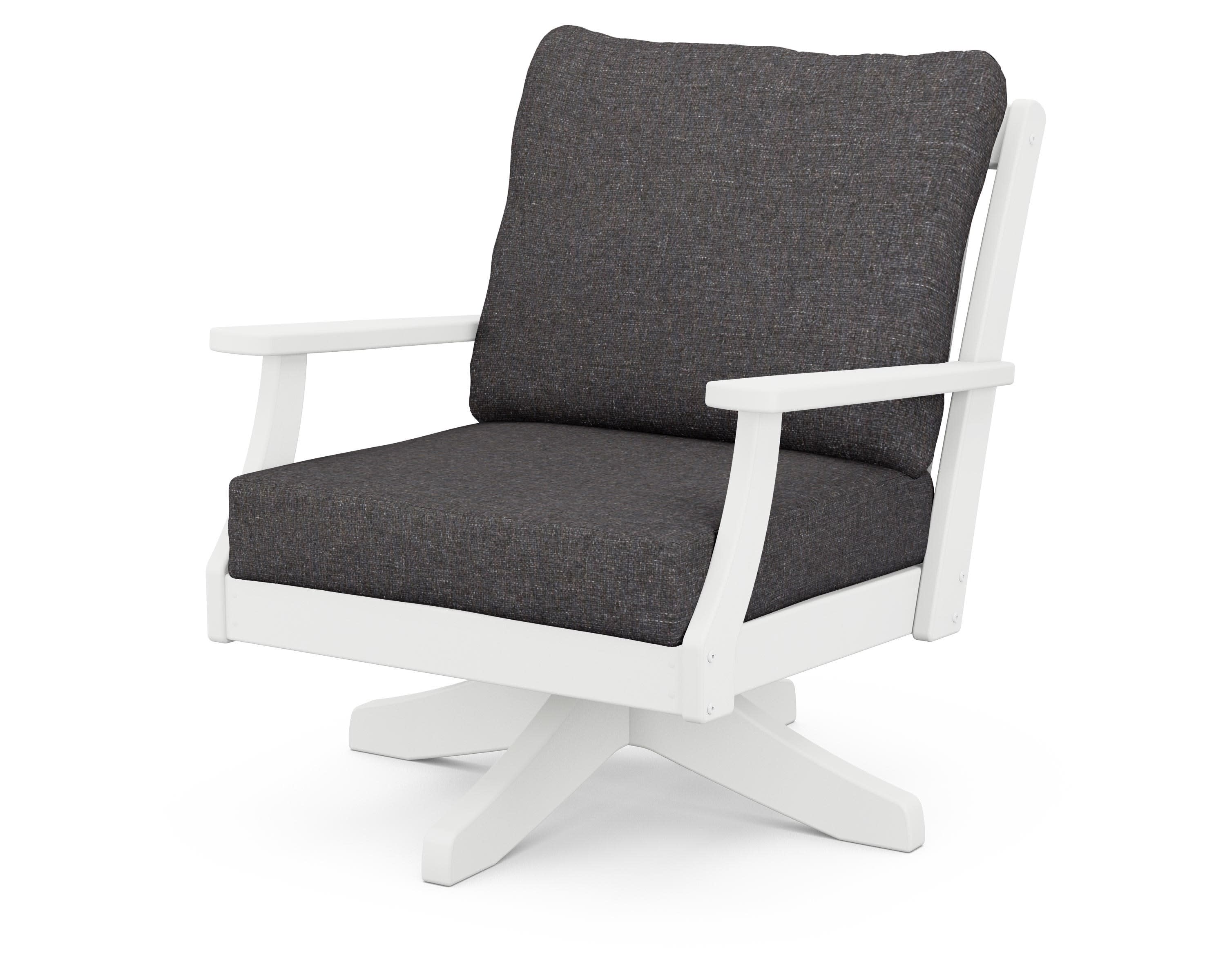 Braxton Deep Seating Swivel Chair in White / Ash Charcoal