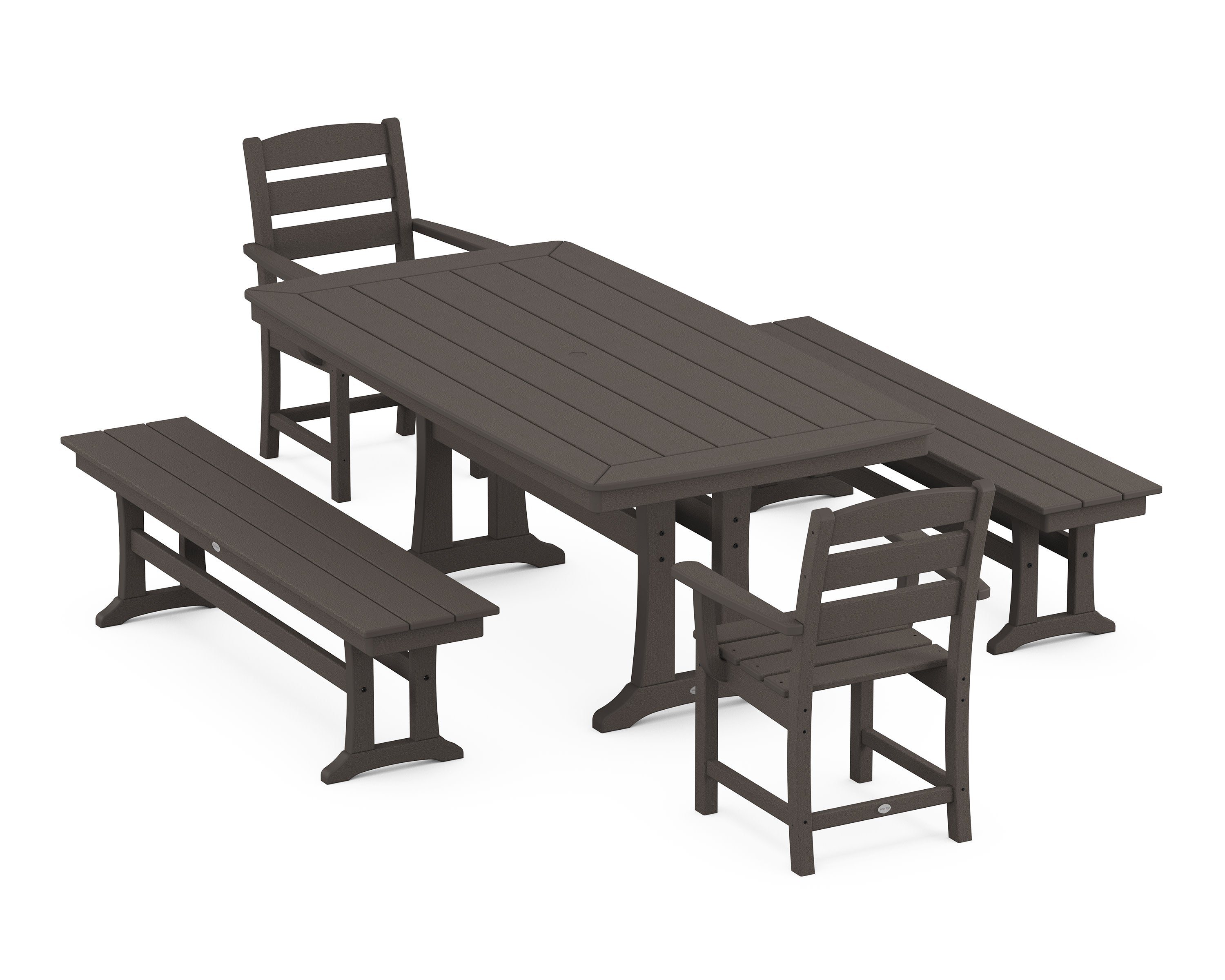 Lakeside 5-Piece Dining Set with Trestle Legs in Vintage Coffee