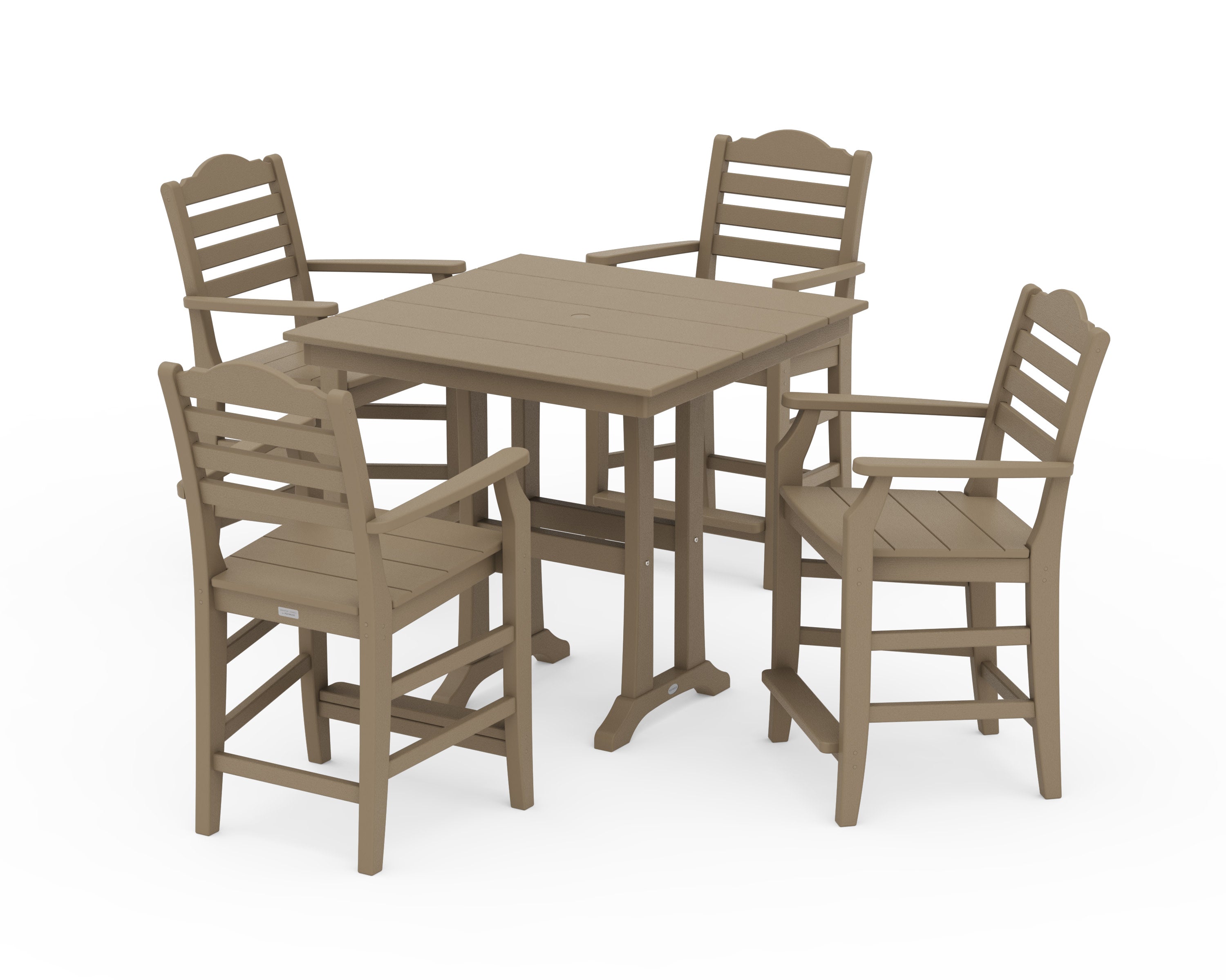 Savannah 5-Piece Farmhouse Counter Set with Trestle Legs in Vintage Sahara