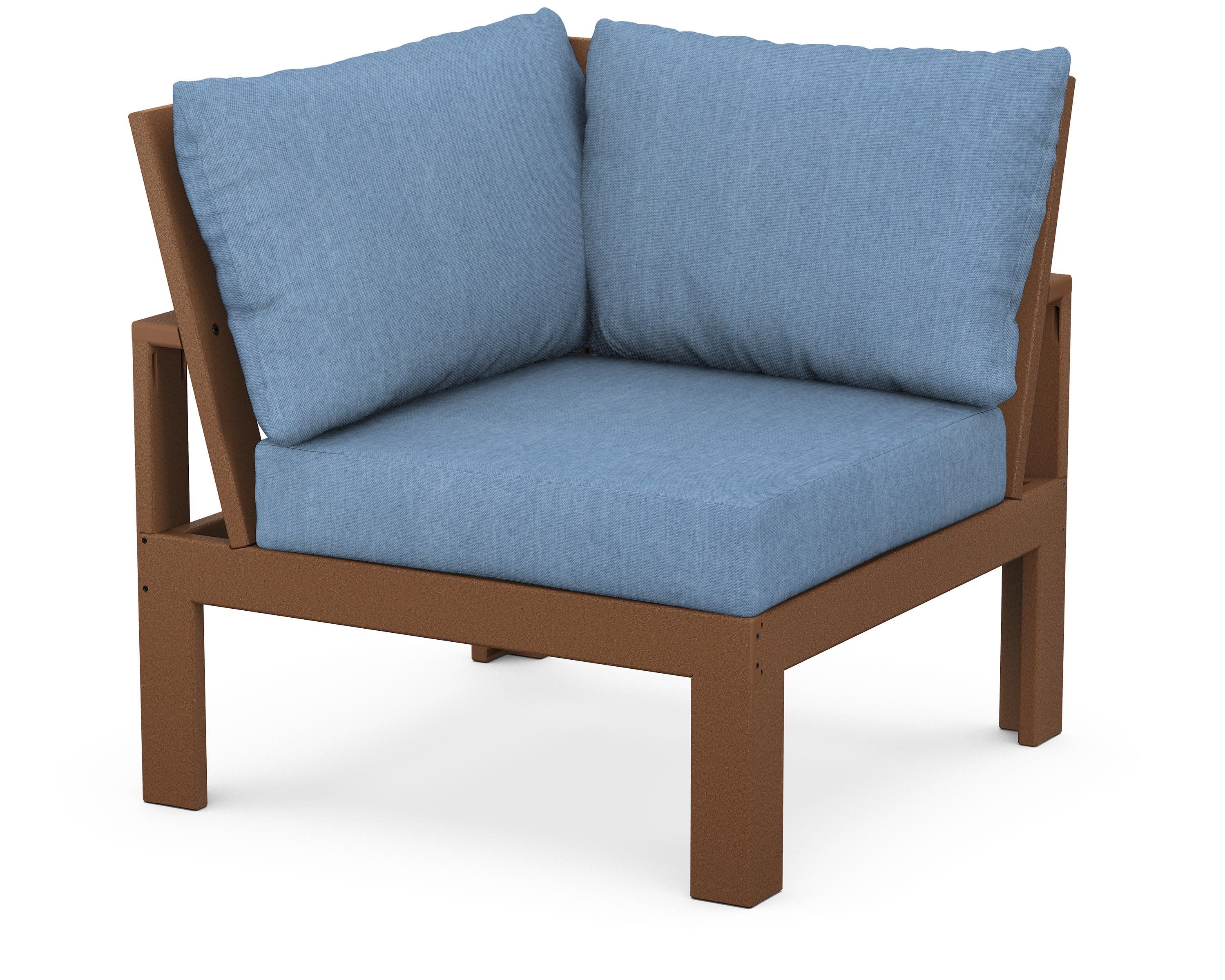 Modular Corner Chair in Teak / Sky Blue