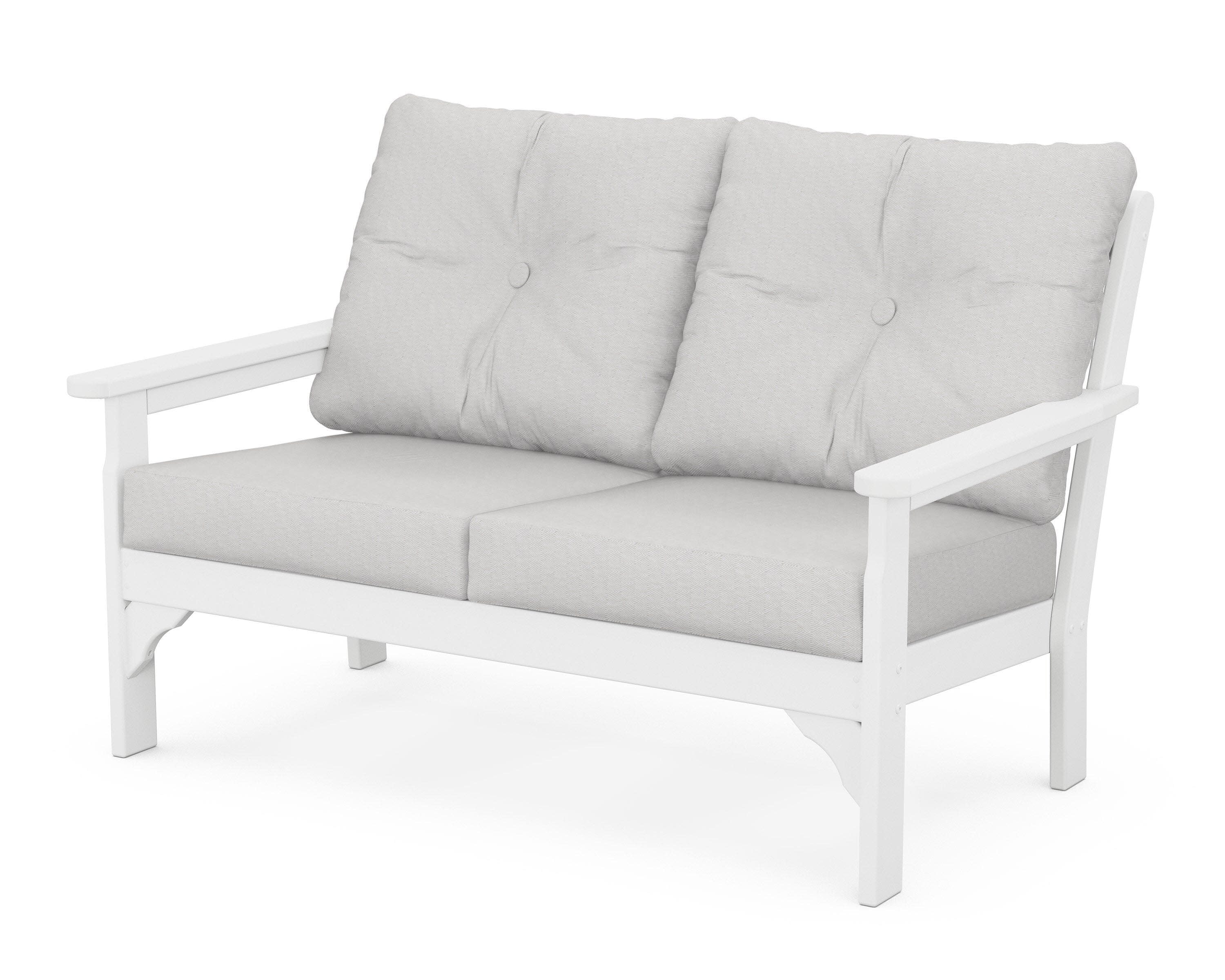 Vineyard Deep Seating Loveseat in White / Diamond in the Rough