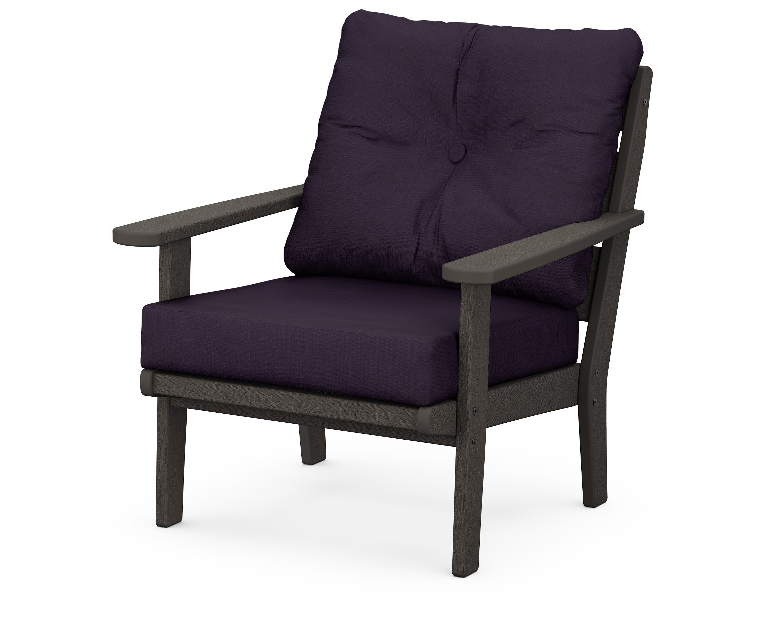 Lakeside Deep Seating Chair in Vintage Coffee / Navy Linen