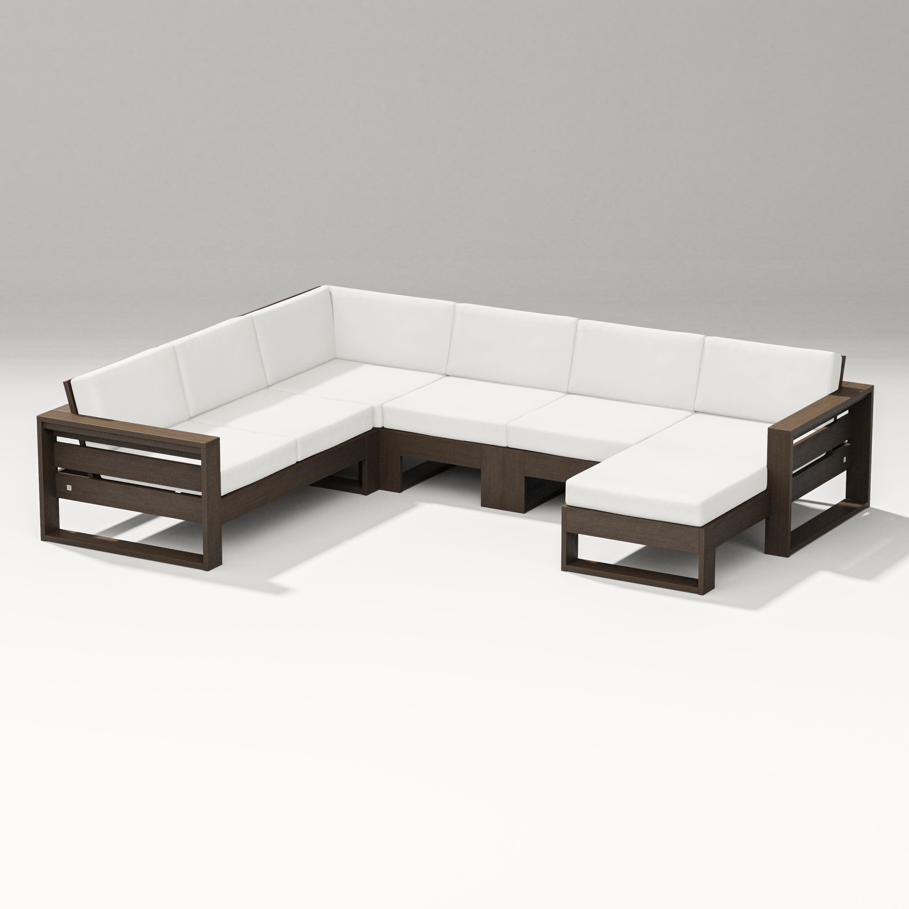 Latitude Corner Sectional with Right Chaise in Kona / Natural Linen