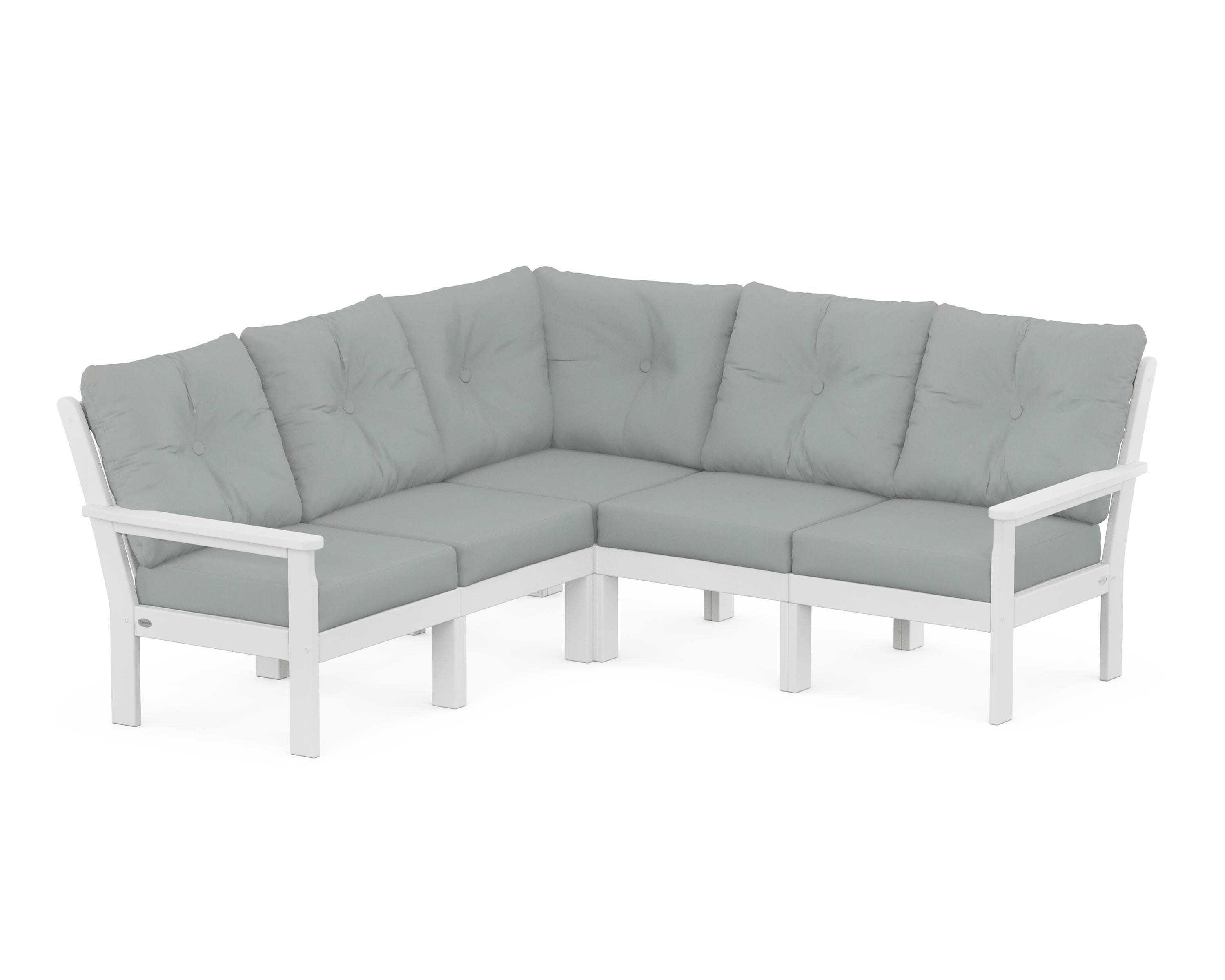 Vineyard 5-Piece Sectional in White / Spa